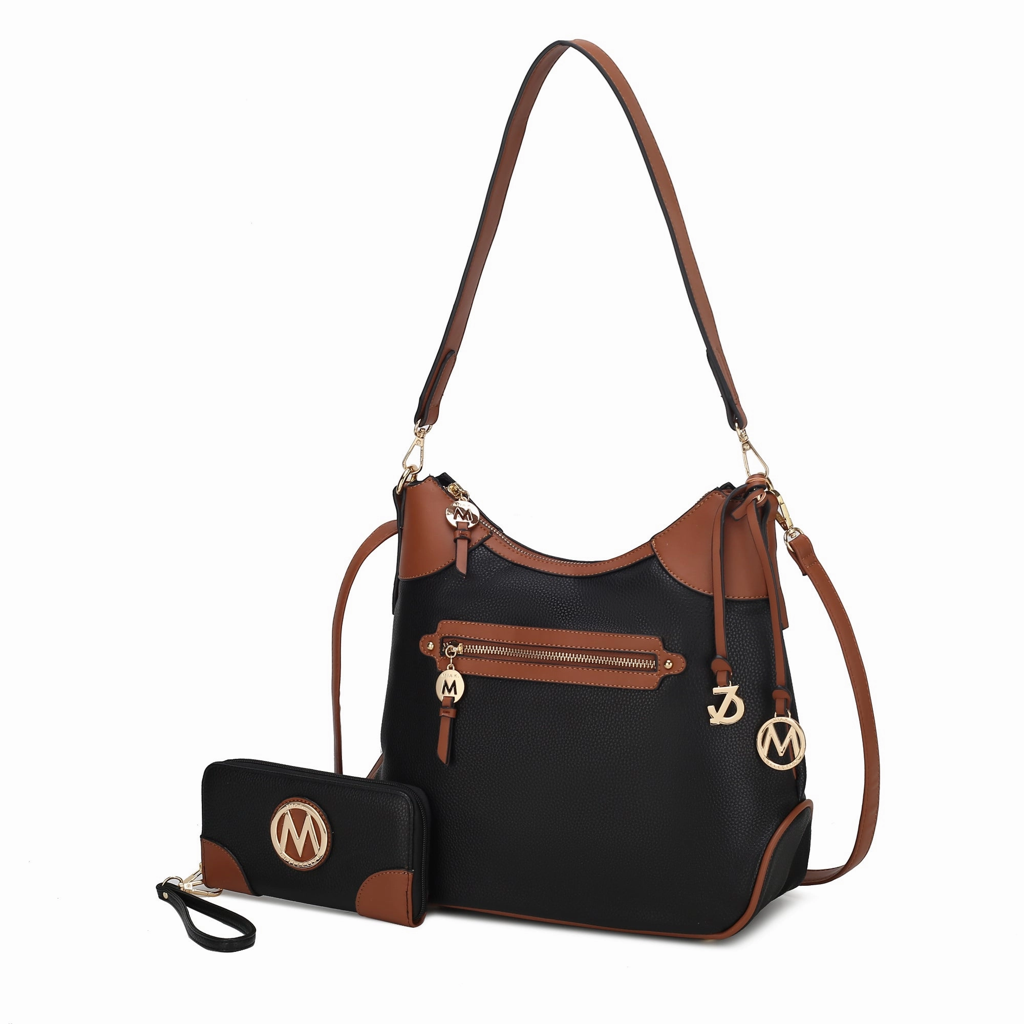 Josie Vegan Leather Color Block Shoulder Handbag