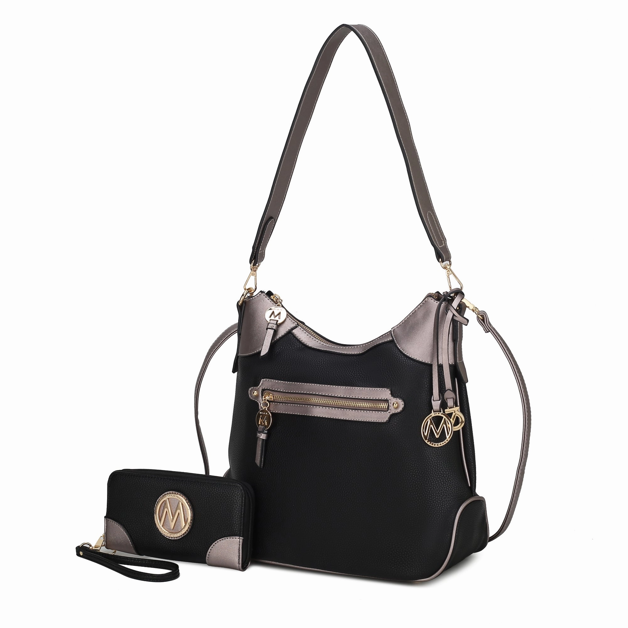 Josie Vegan Leather Color Block Shoulder Handbag