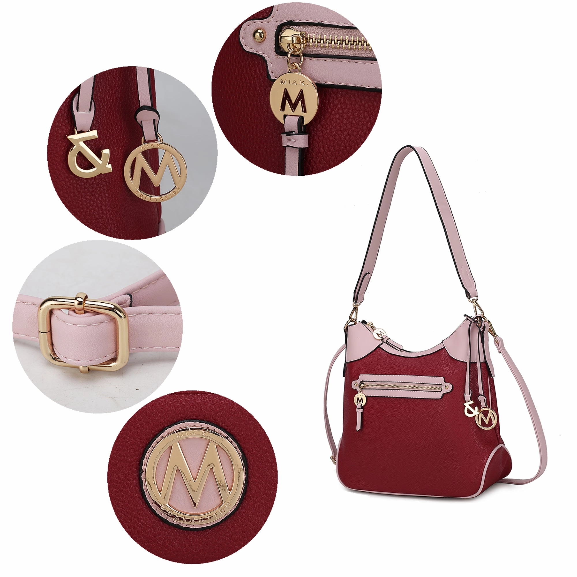 Josie Vegan Leather Color Block Shoulder Handbag