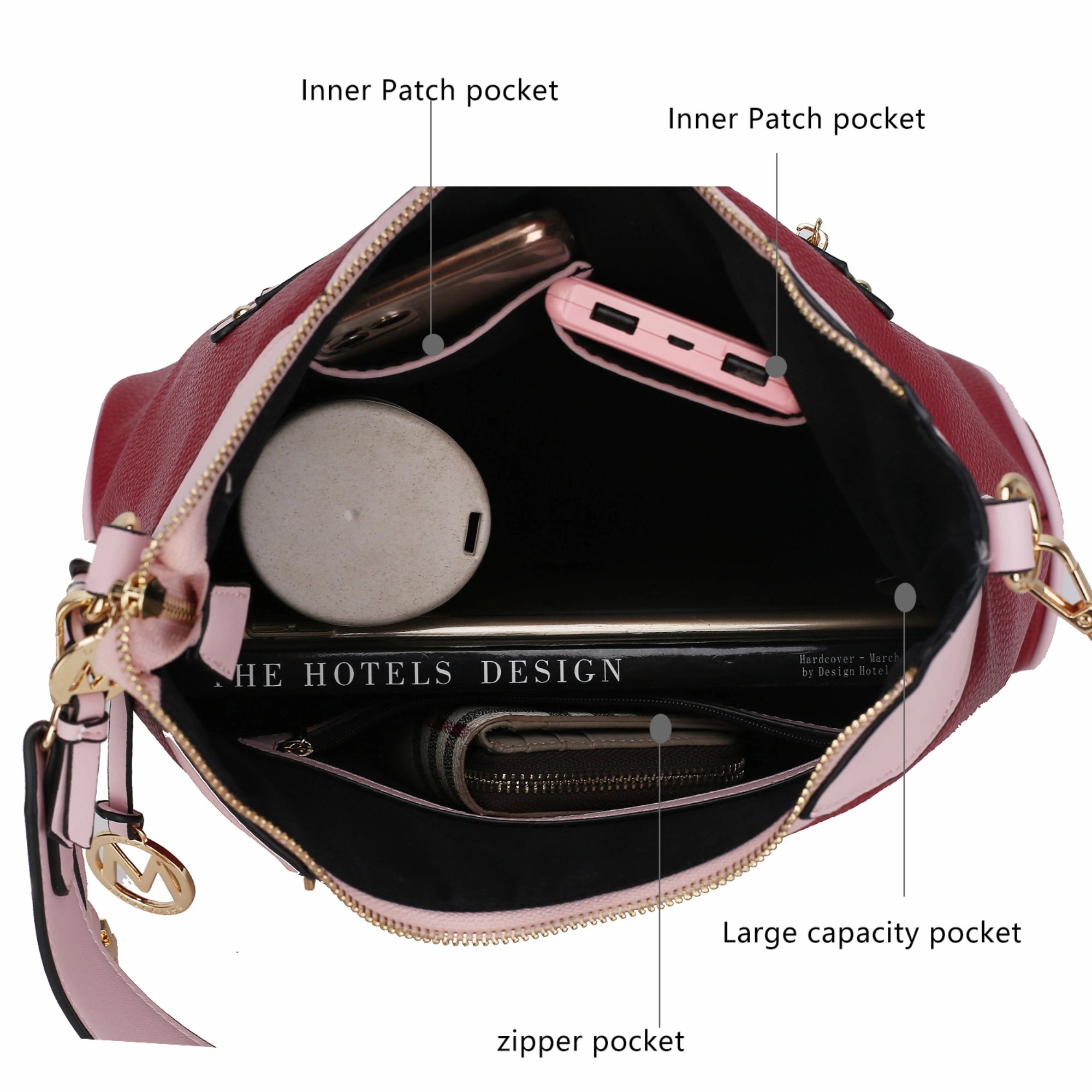 Josie Vegan Leather Color Block Shoulder Handbag
