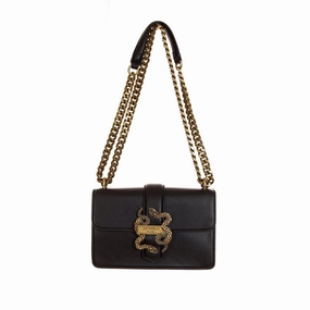 Just Cavalli Women's Black Snake Buckle Chain Bag
