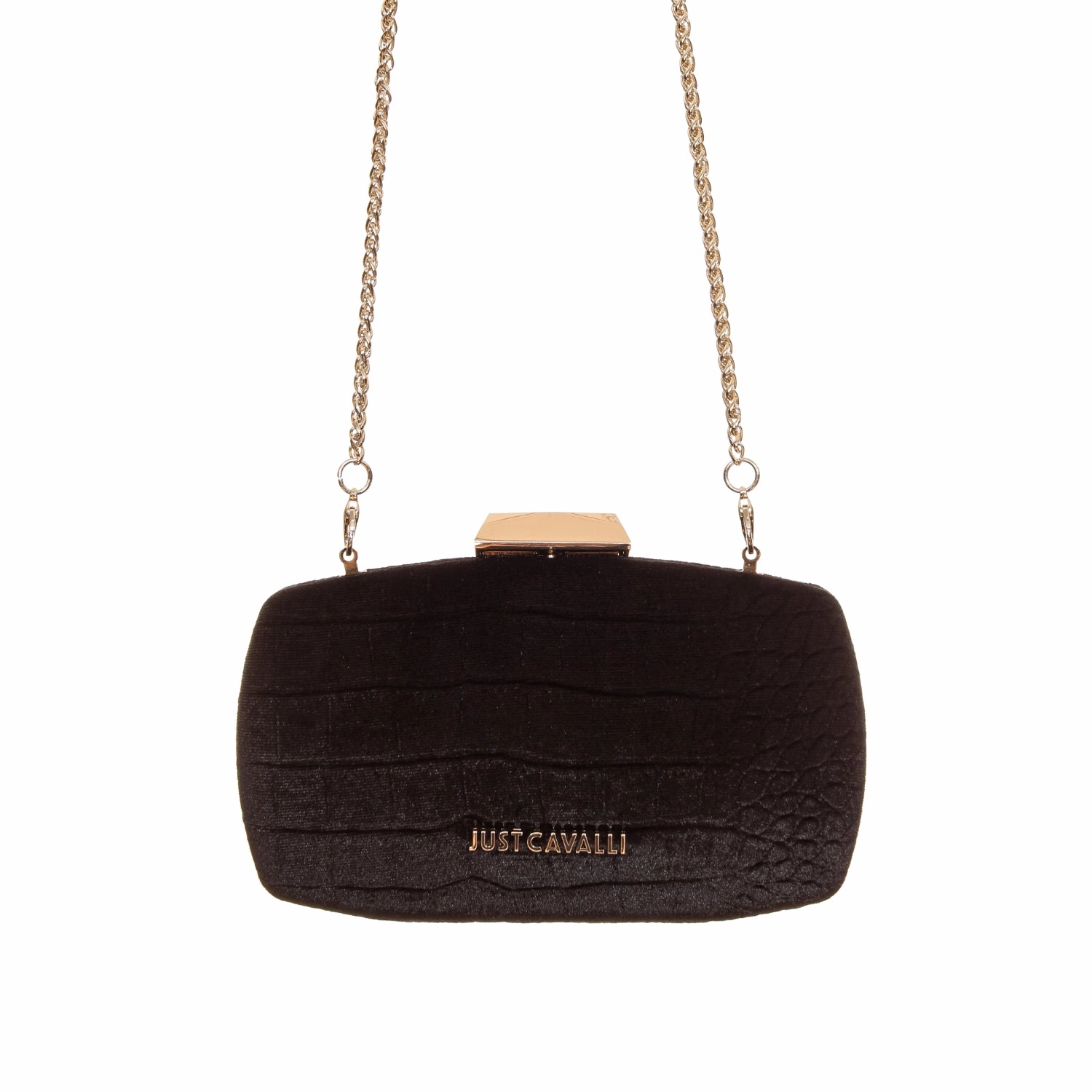 Just Cavalli Women's Embossed Velvet Clutch with Chain Strap