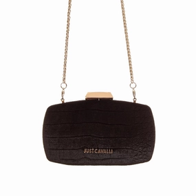 Just Cavalli Women's Embossed Velvet Clutch with Chain Strap