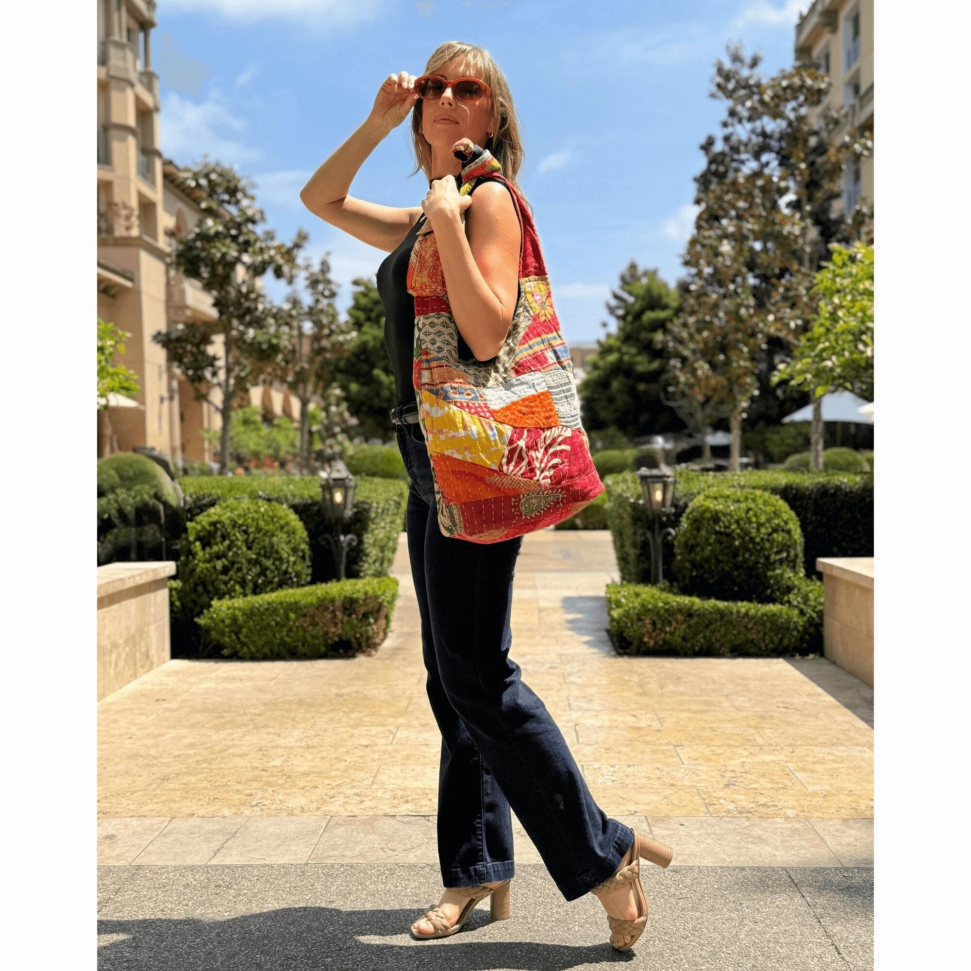 Kathmandu Collection Kantha Patchwork Hobo Bag