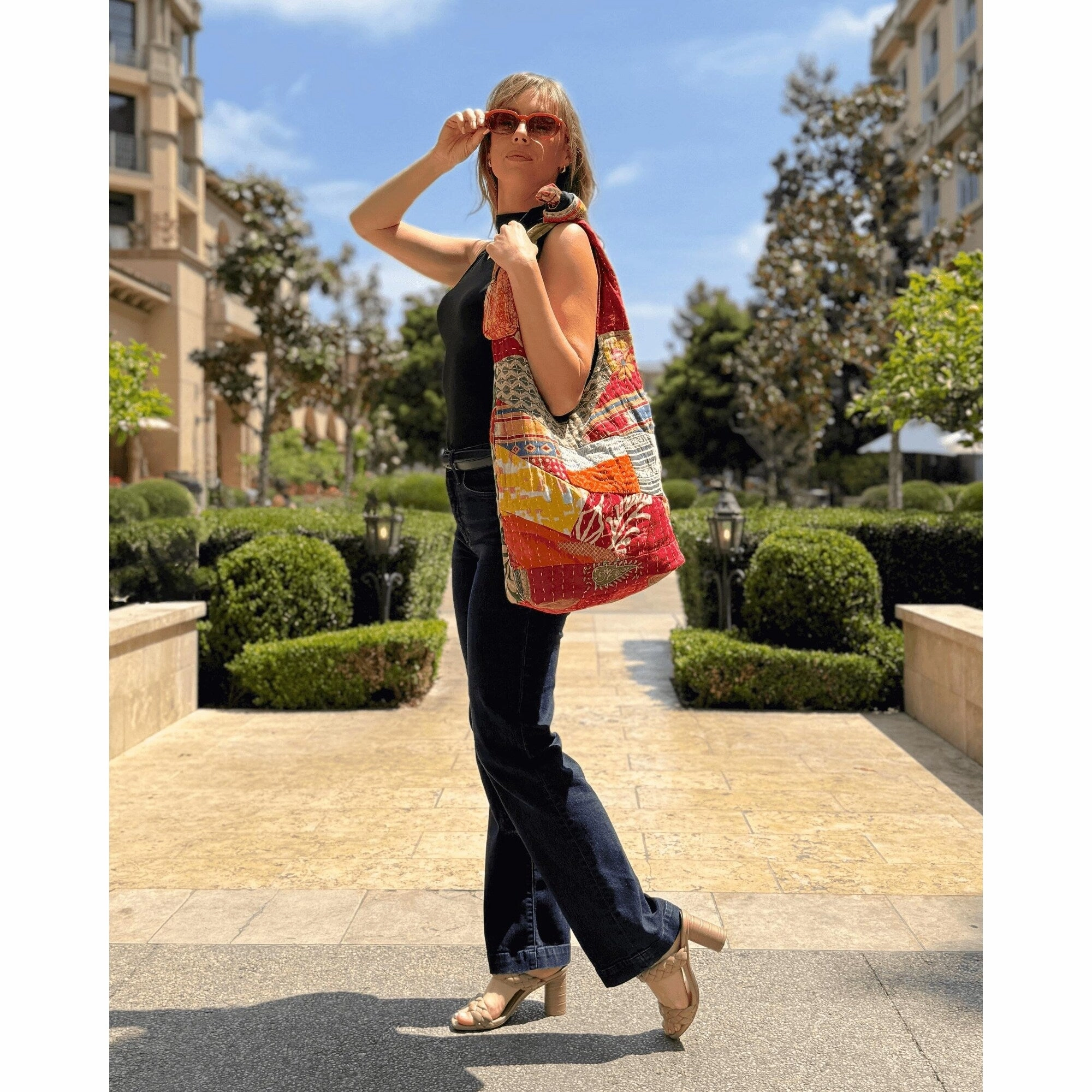 Kathmandu Collection Kantha Patchwork Hobo Bag