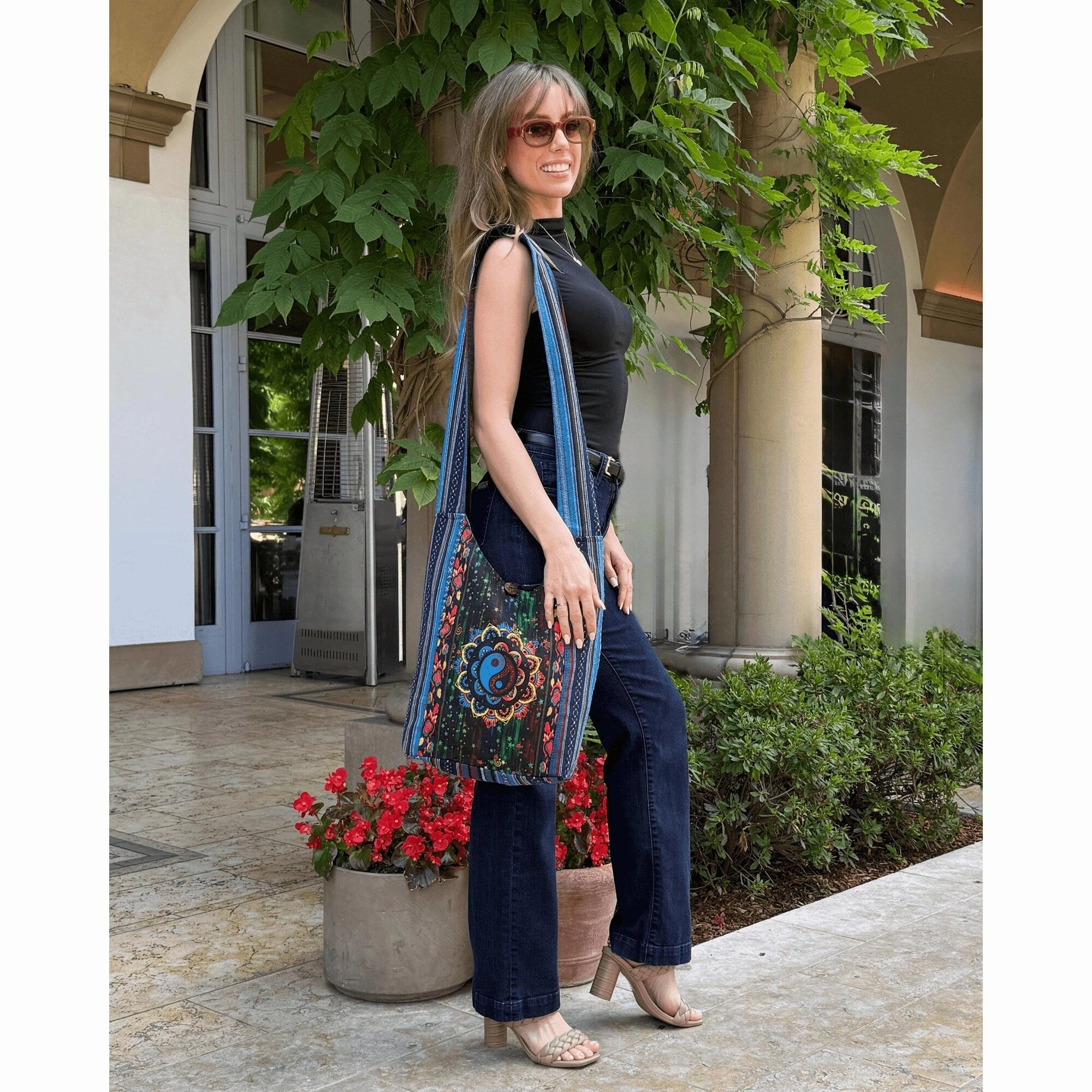 Kathmandu Collection Yin Yang Print Hobo Bag