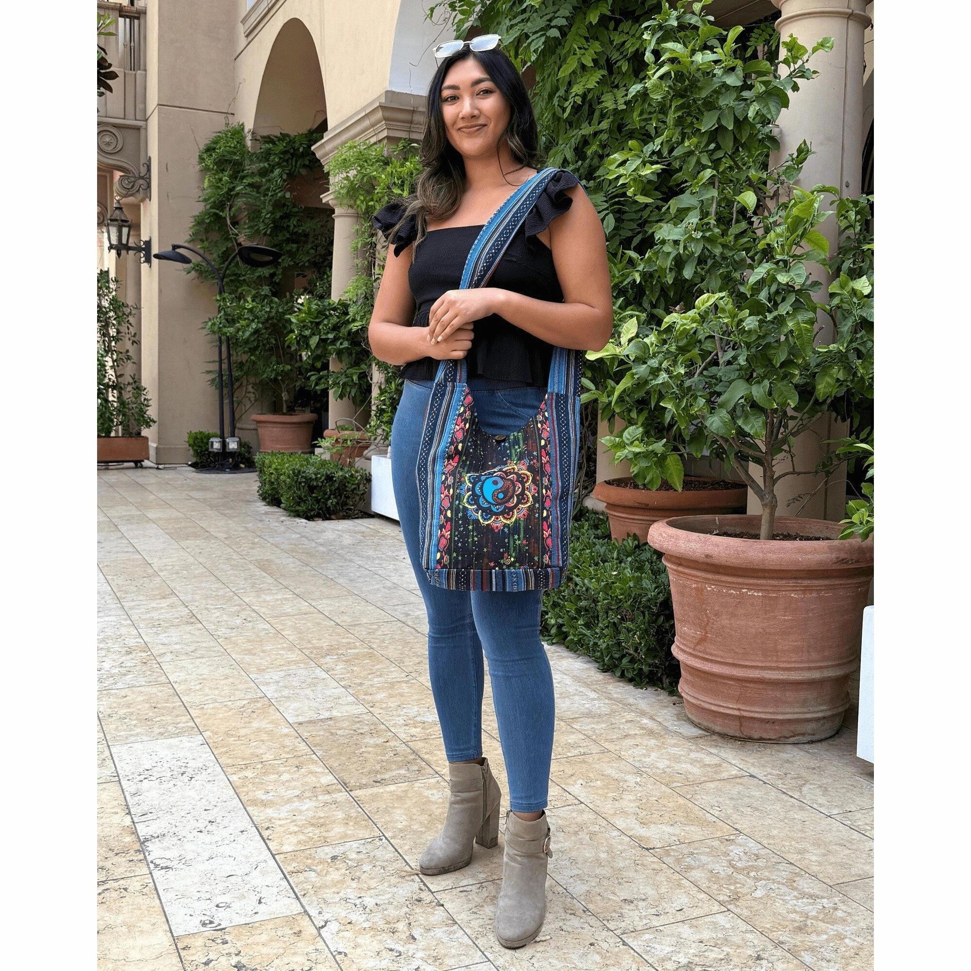 Kathmandu Collection Yin Yang Print Hobo Bag