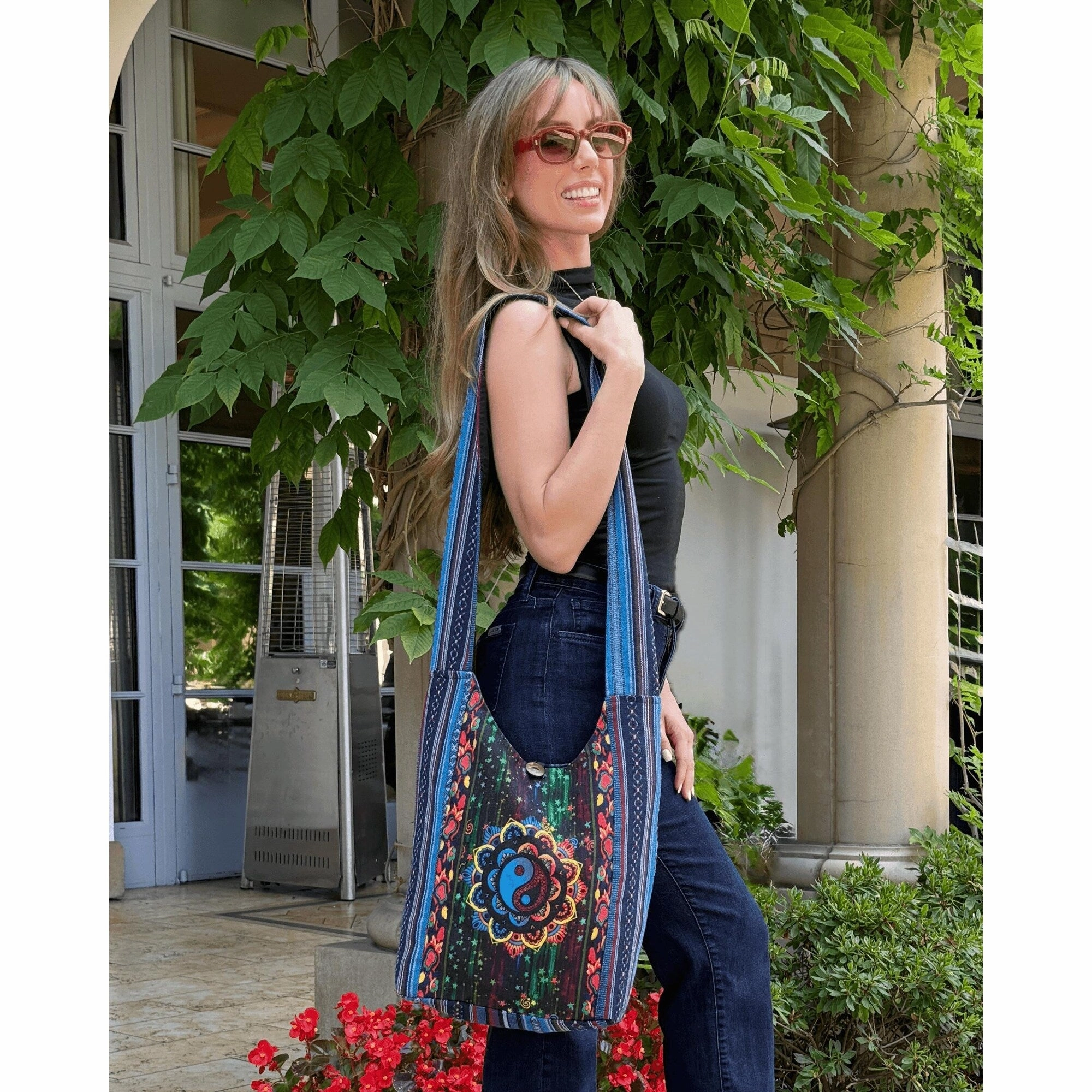 Kathmandu Collection Yin Yang Print Hobo Bag