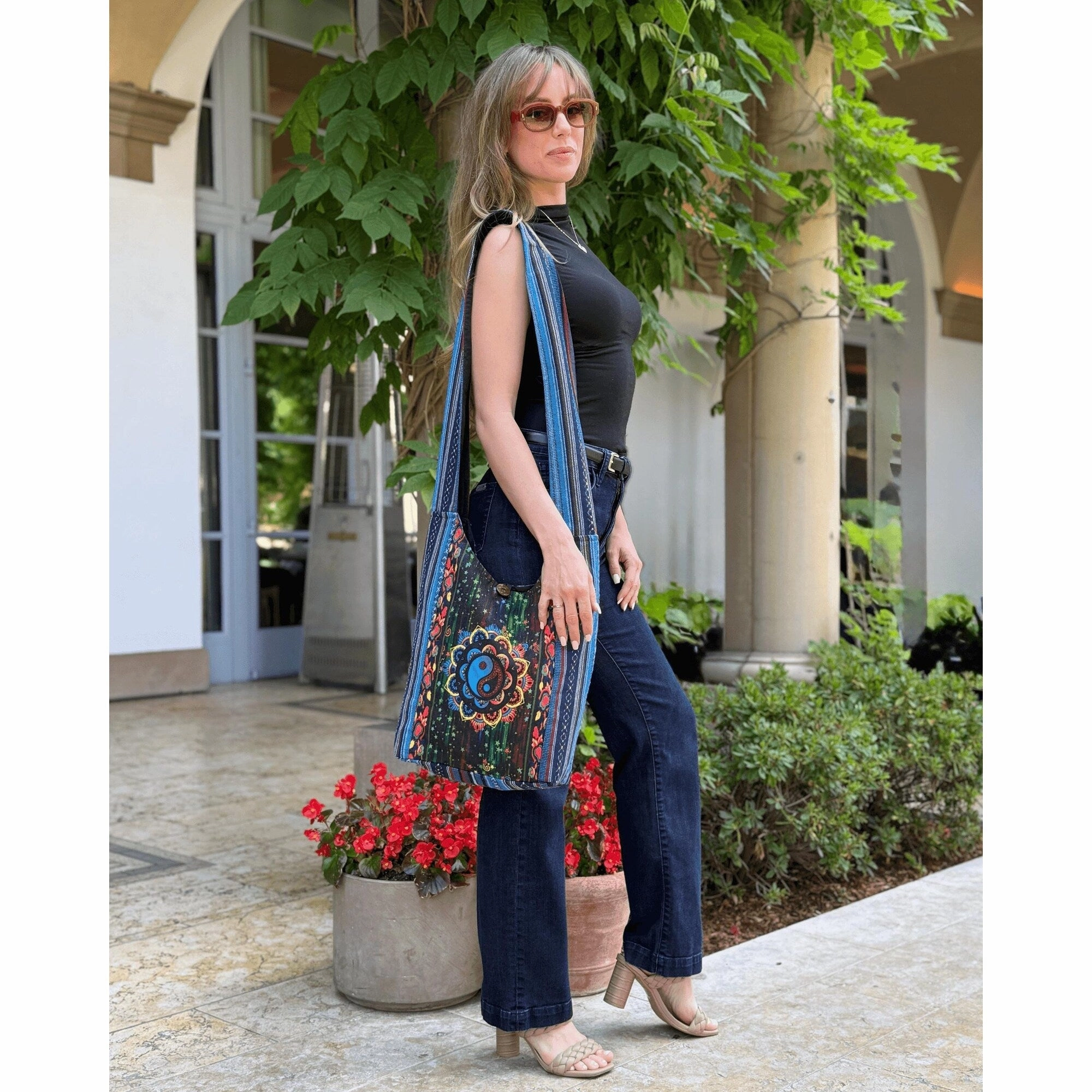 Kathmandu Collection Yin Yang Print Hobo Bag