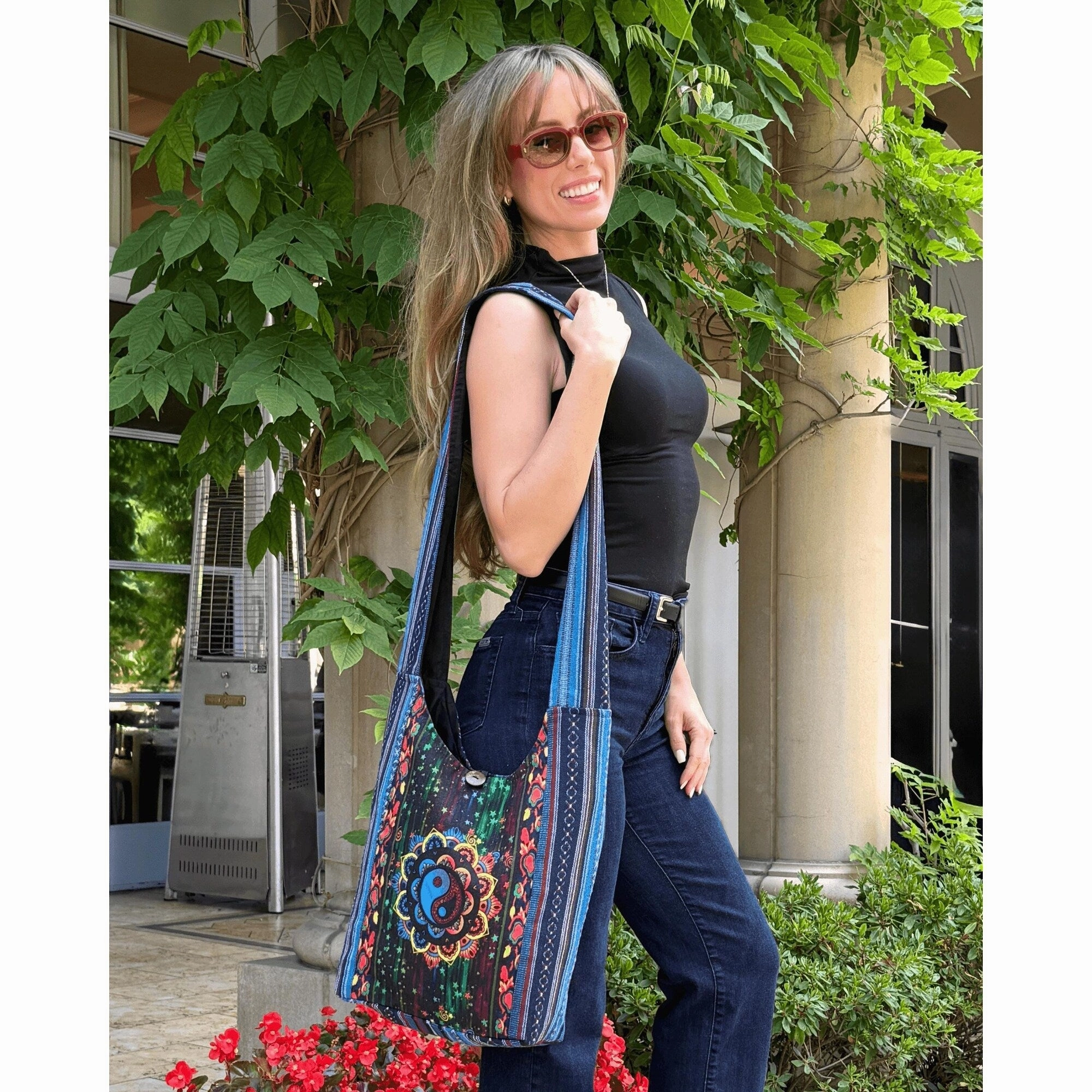 Kathmandu Collection Yin Yang Print Hobo Bag