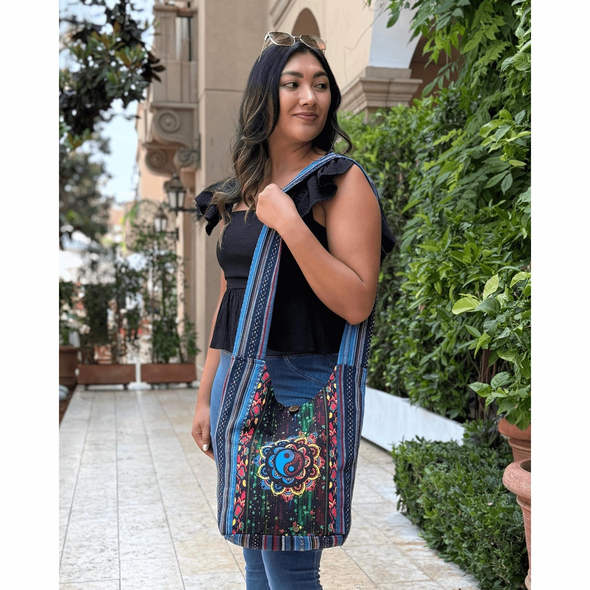 Kathmandu Collection Yin Yang Print Hobo Bag