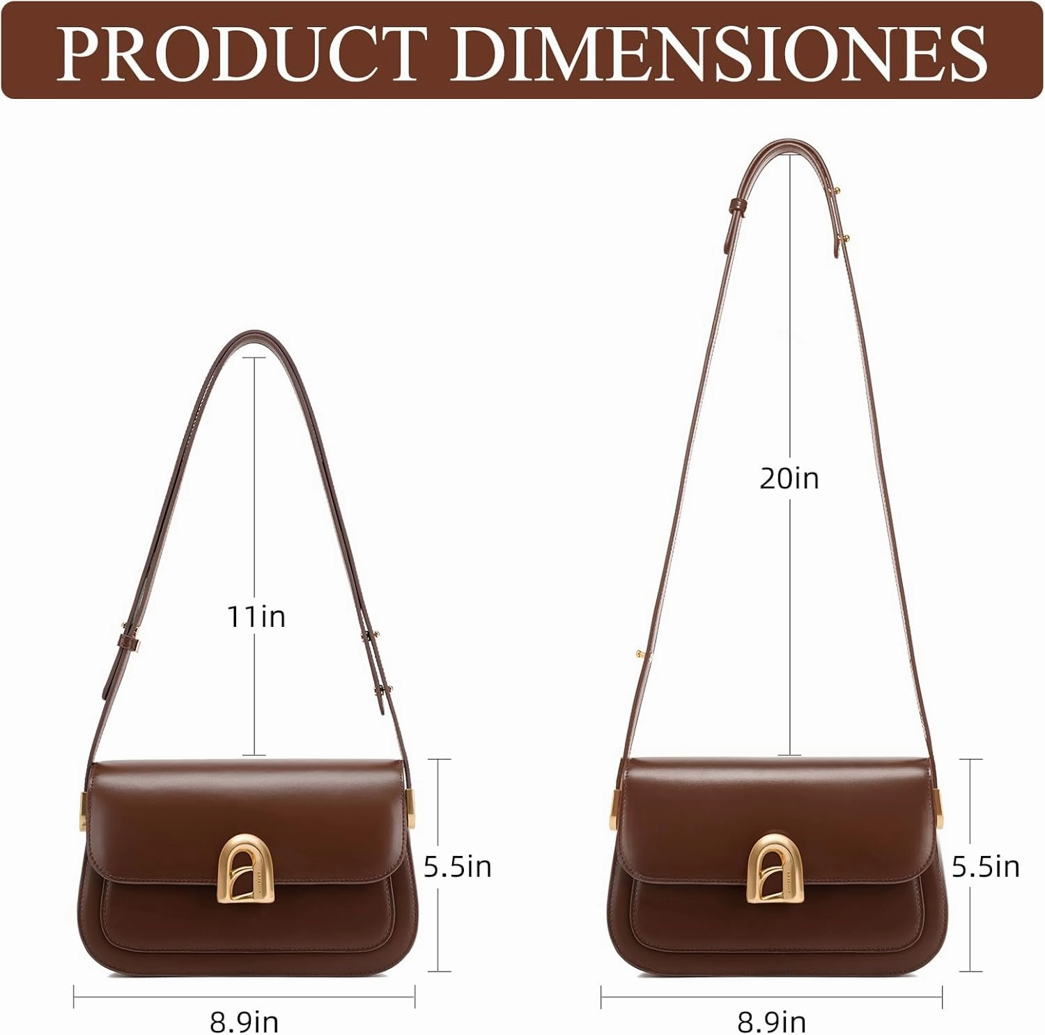LAFESTIN Leather Shoulder Bag for Women with Adjustable Strap, Crossbody Purses For Women, Designer Inspire Handbags