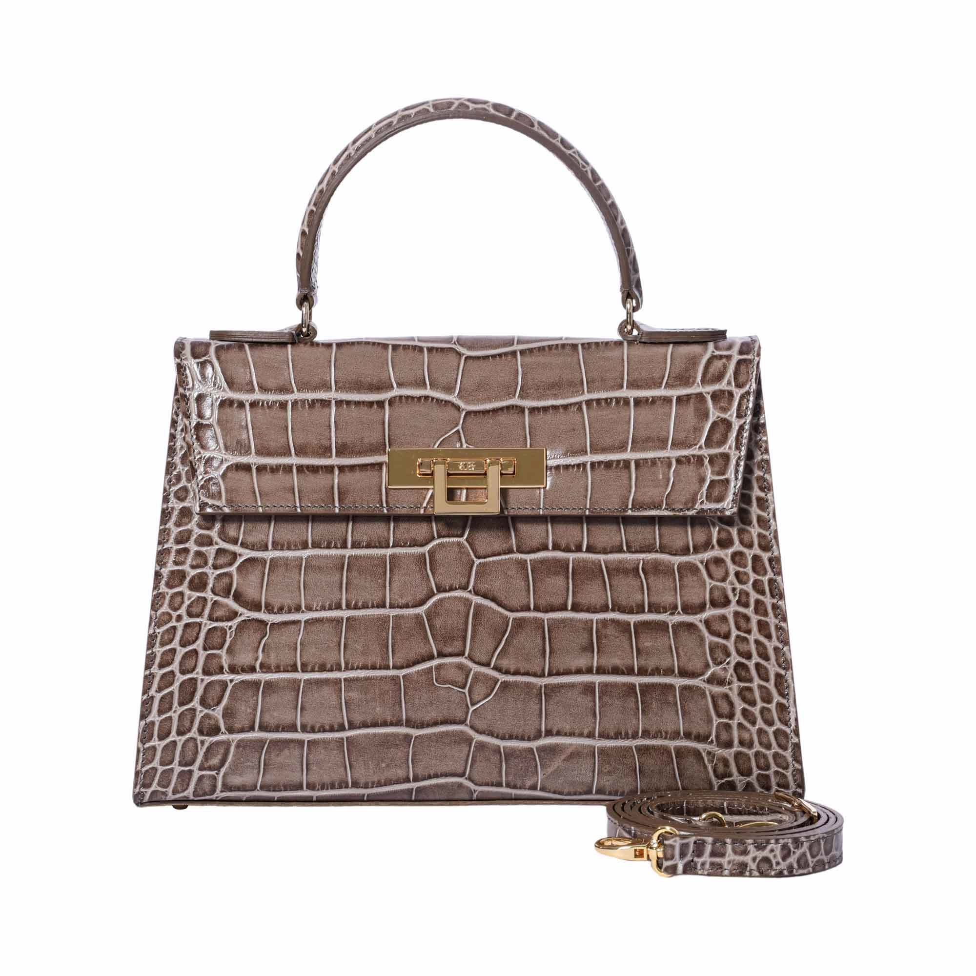Lalage Fonteyn Large top handle handbag bag with optional crossbody strap strap