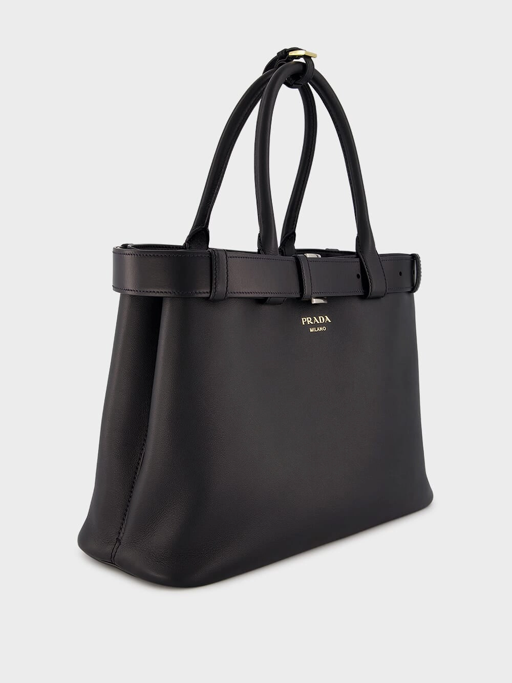 Large Buckled Leather Handbag