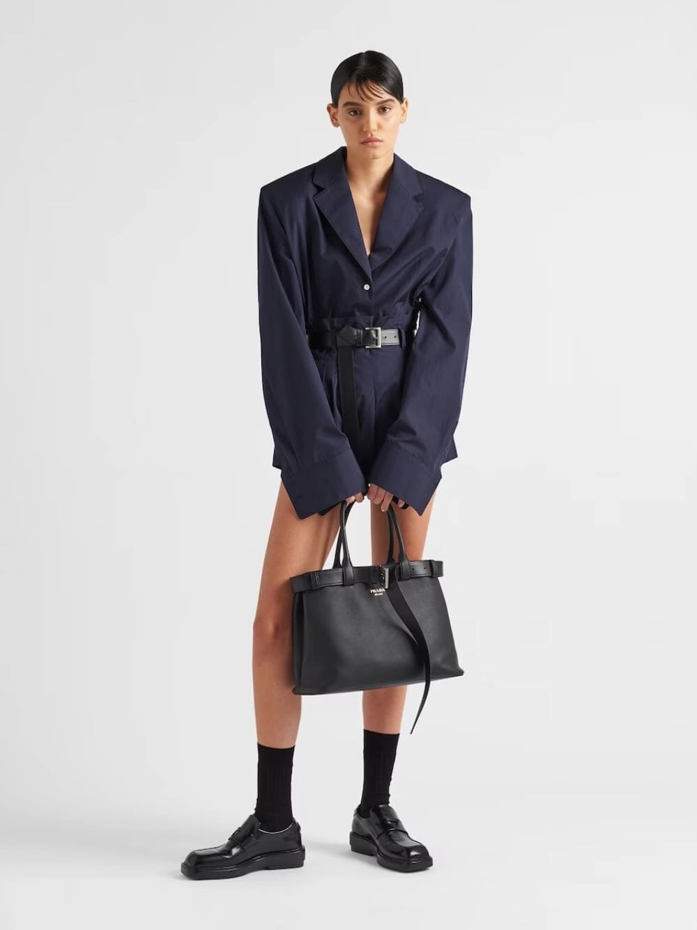 Large Buckled Leather Handbag