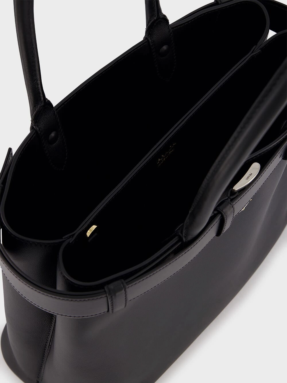 Large Buckled Leather Handbag
