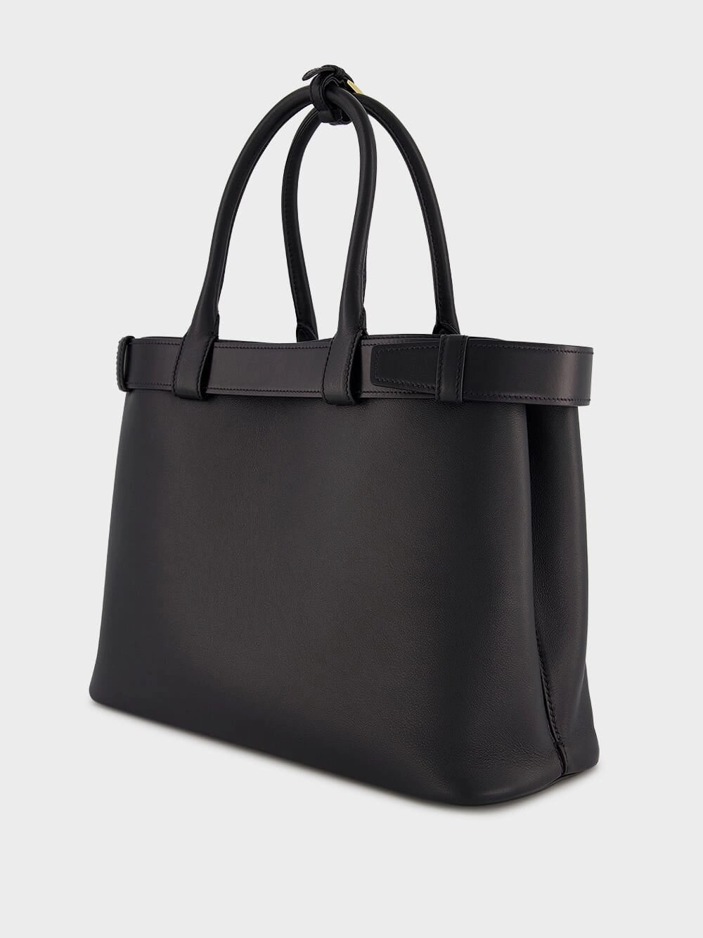 Large Buckled Leather Handbag