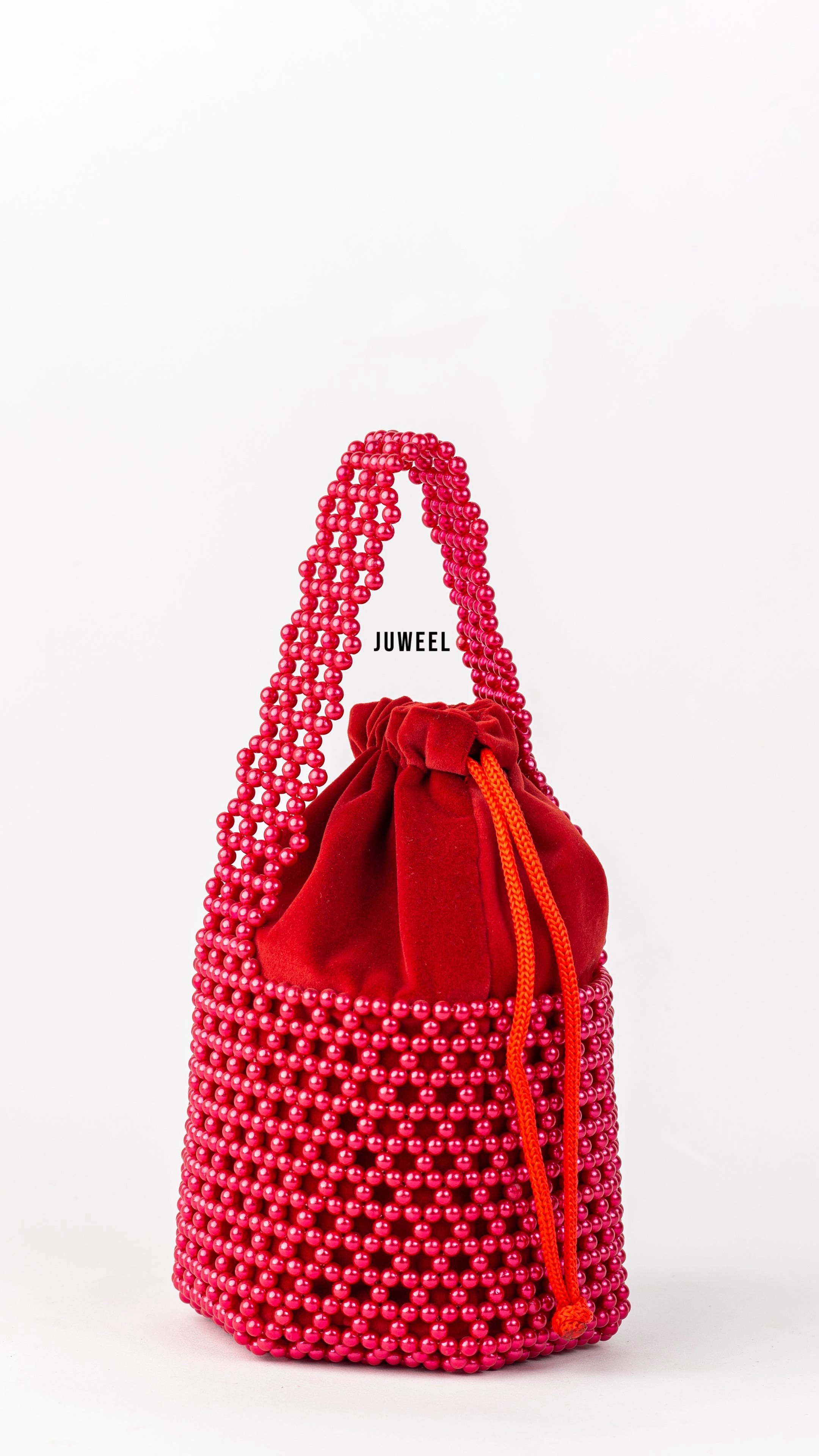 Lartaley Beaded Mini Bucket Bag - Red