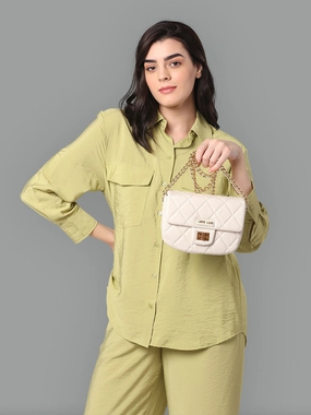 Lavie Luxe Off White Small Women's Chan Flap Sling Bag