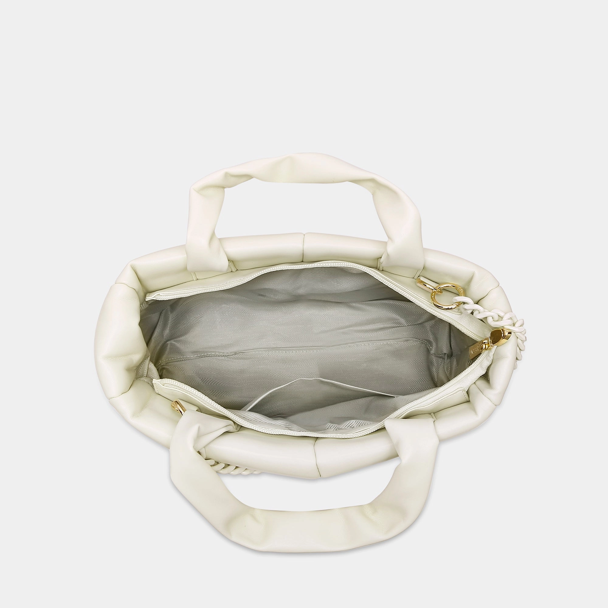 Lavie Luxe Puff Off White Small Women's Tote
