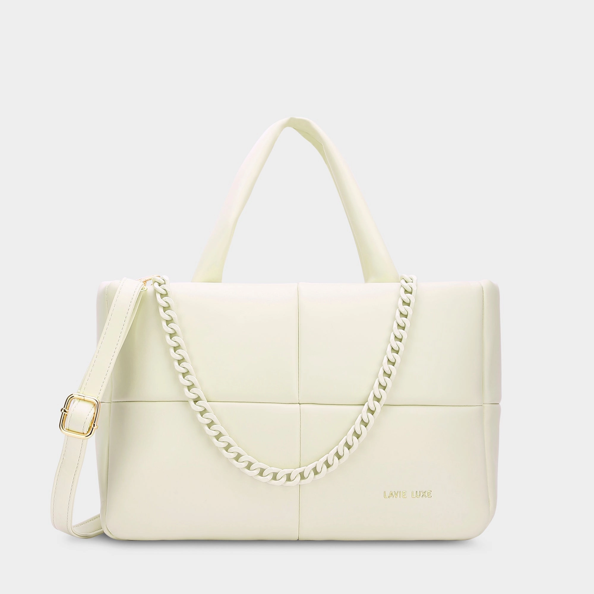 Lavie Luxe Puff Off White Small Women's Tote
