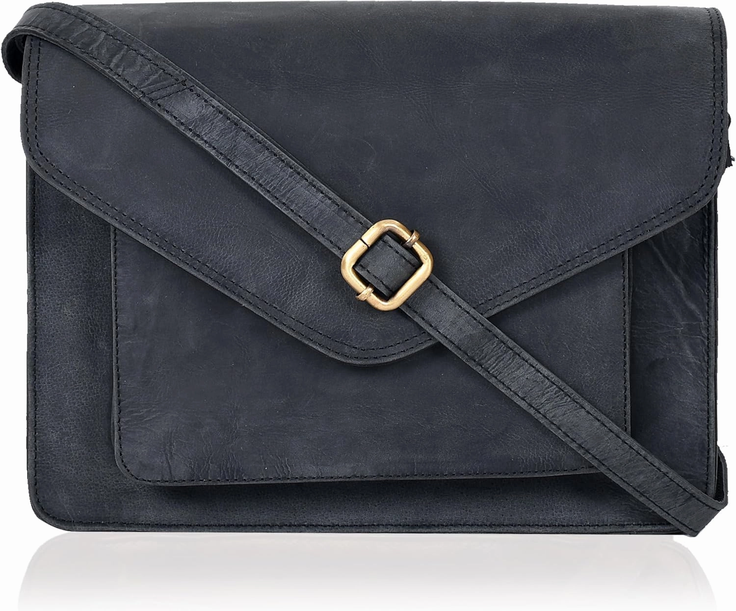 Leather Flapover Crossbody Handbag Purse for Women with Adjustable Strap & Overflap Snap Closure Tote/Bag