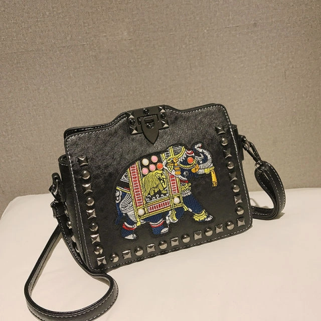 Leroy Women's Embroidered Synthetic Leather Handbag