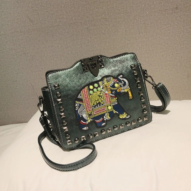 Leroy Women's Embroidered Synthetic Leather Handbag