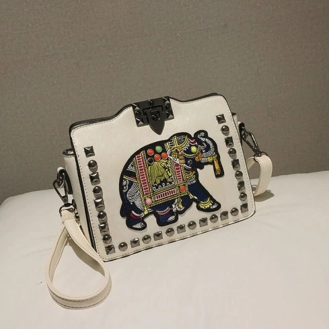 Leroy Women's Embroidered Synthetic Leather Handbag