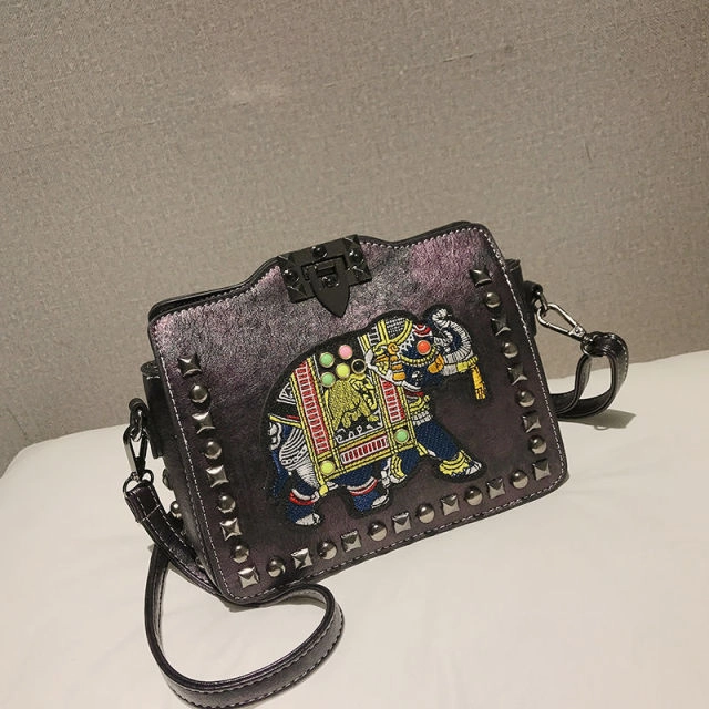 Leroy Women's Embroidered Synthetic Leather Handbag