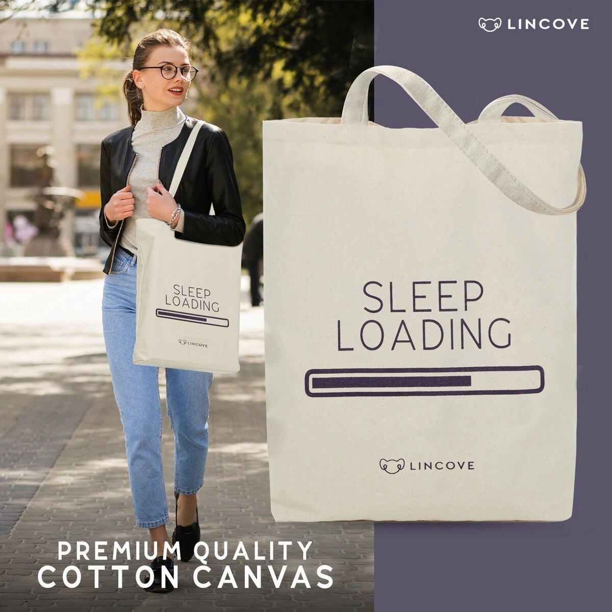 Lincove Stylish Canvas Tote Bag - Reusable Bag - Perfect Daily Use & Travel
