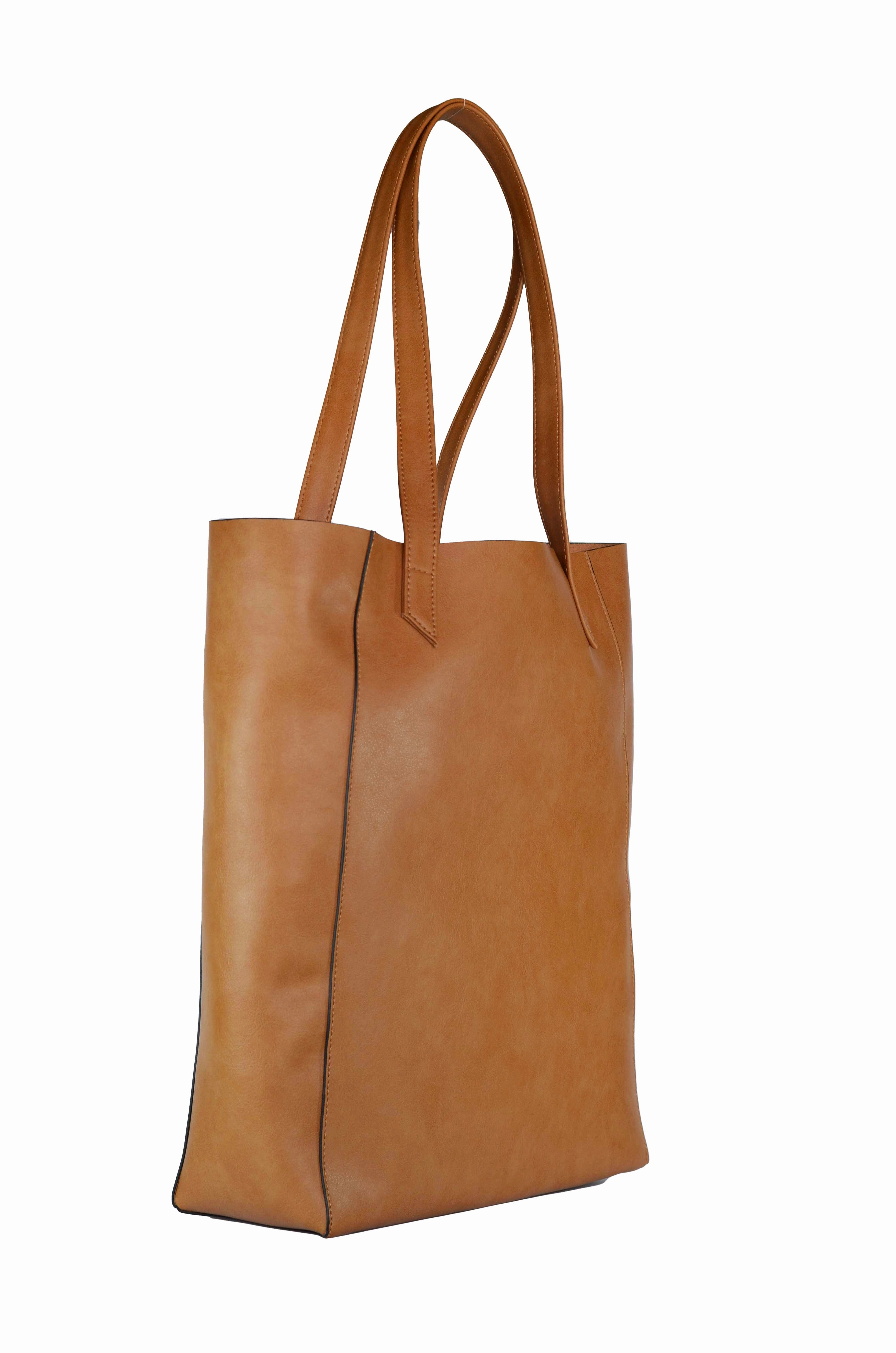 Lite Vegan Leather Everyday Tote Bag | Camel