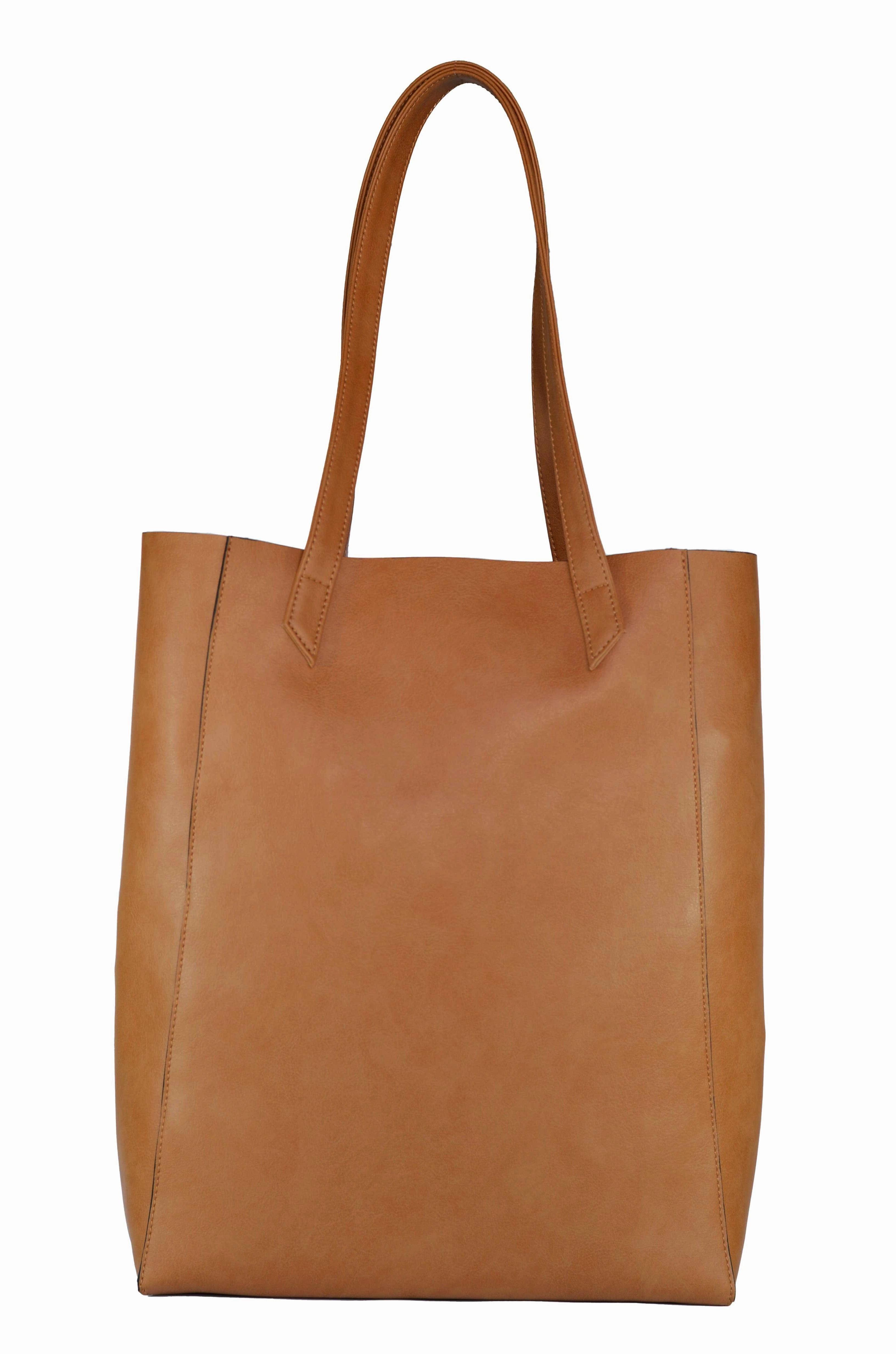 Lite Vegan Leather Everyday Tote Bag | Camel