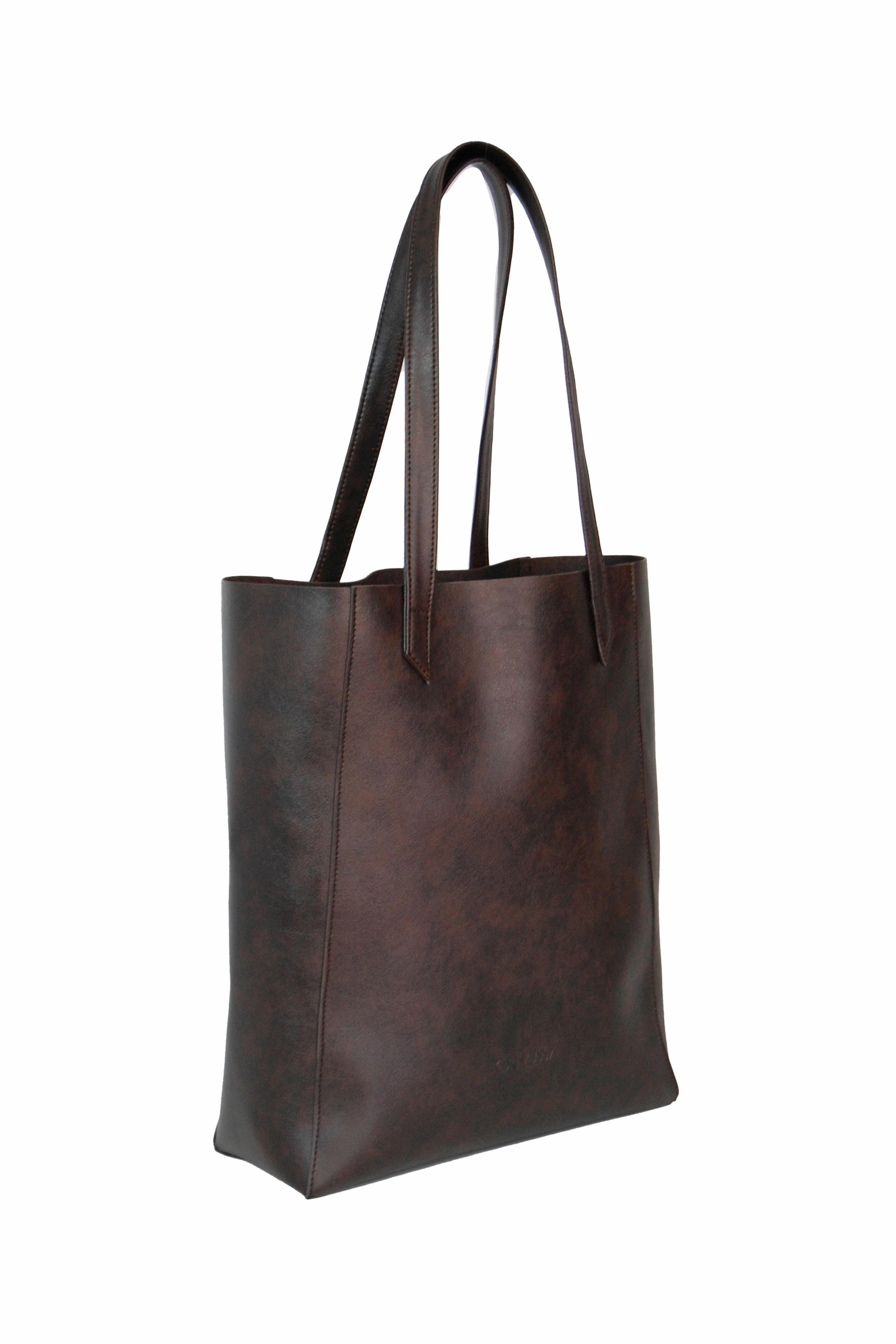 Lite Vegan Leather Everyday Tote Bag | Chocolate