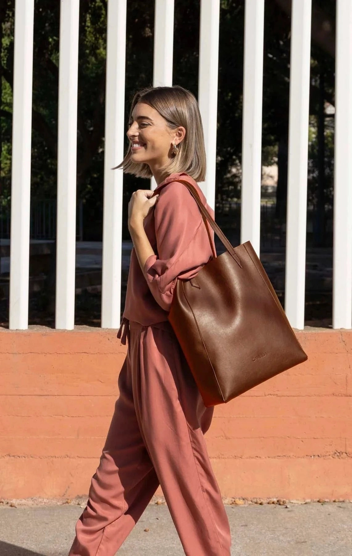 Lite Vegan Leather Everyday Tote Bag | Hazelnut