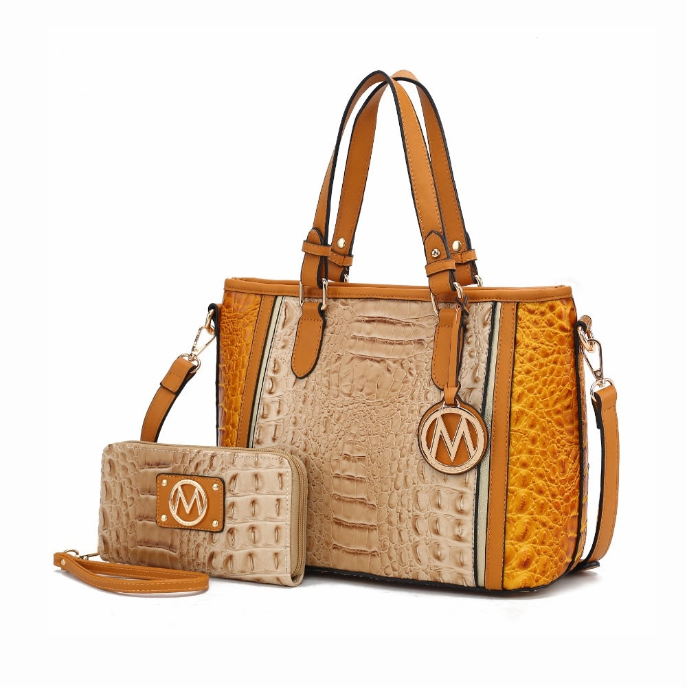Lizza Croco Embossed Tote Handbag for Women
