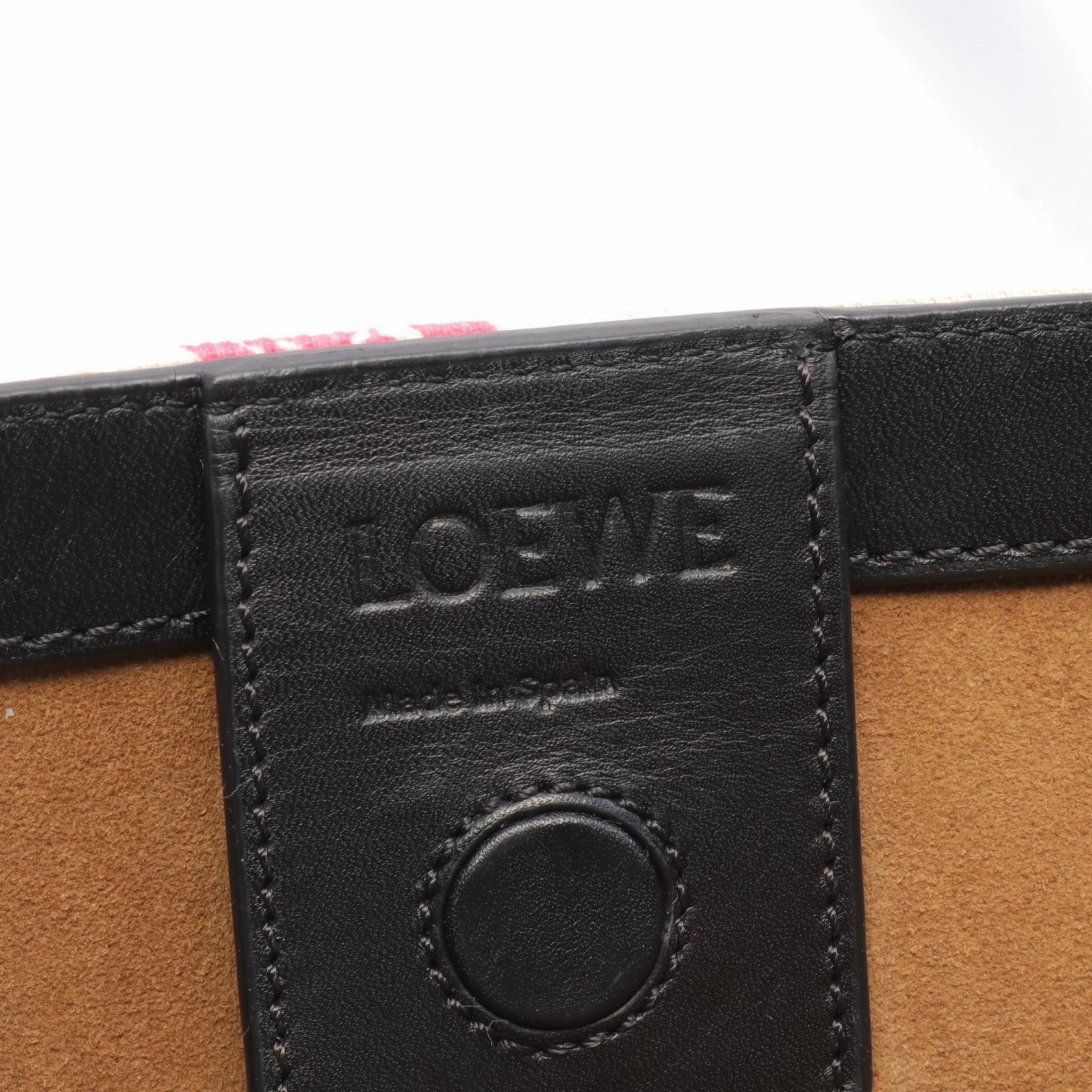 Loewe Anagram T Shopper Canvas Leather Tote Bag