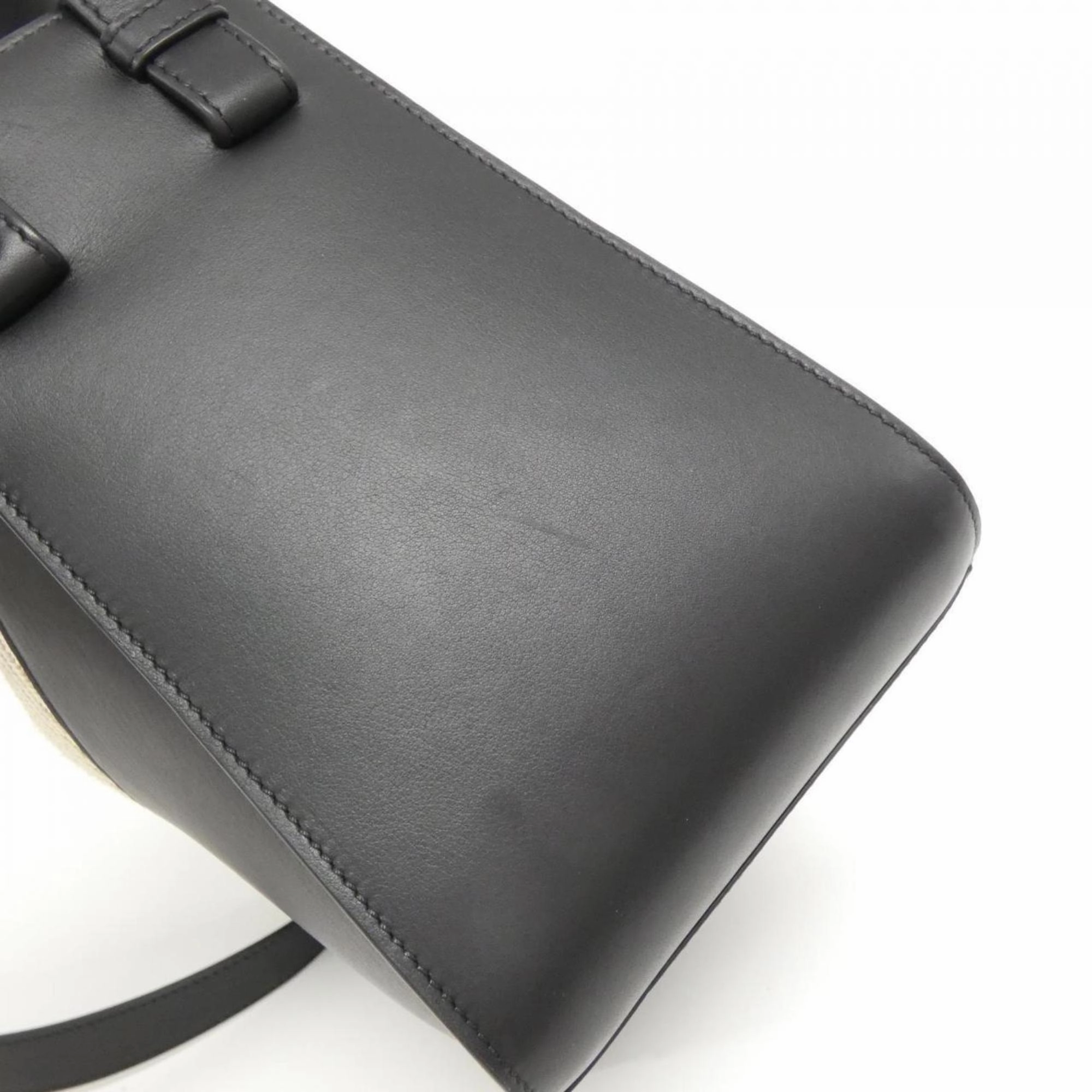 Loewe Leather Cotton Canvas Shoulder Bag (Pre-Owned)
