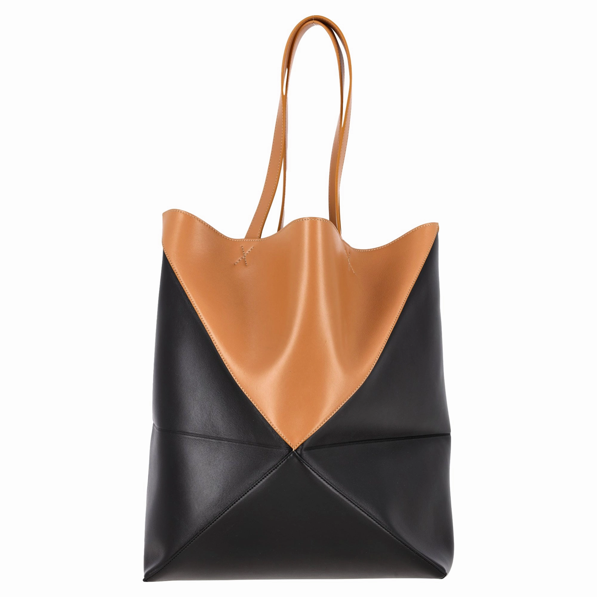 Loewe XL Puzzle Fold Tote Bag in Black and Brown Leather