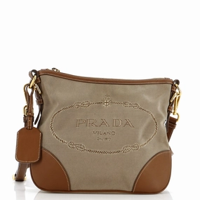Logo Messenger Bag Canvas with Leather Small