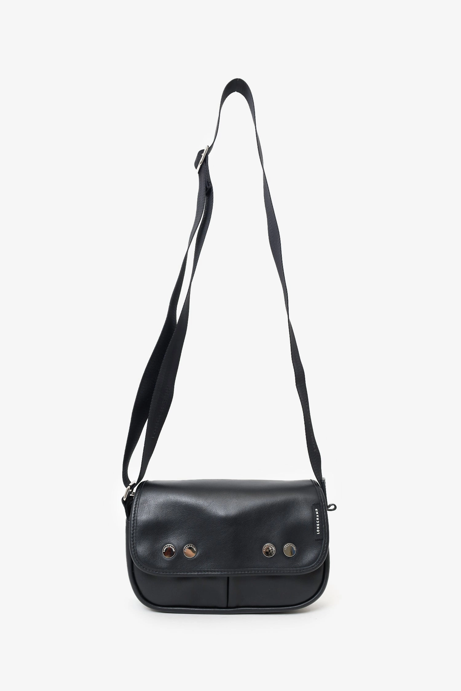 Longchamp Black Leather`trs Paris` Small Crossbody Bag