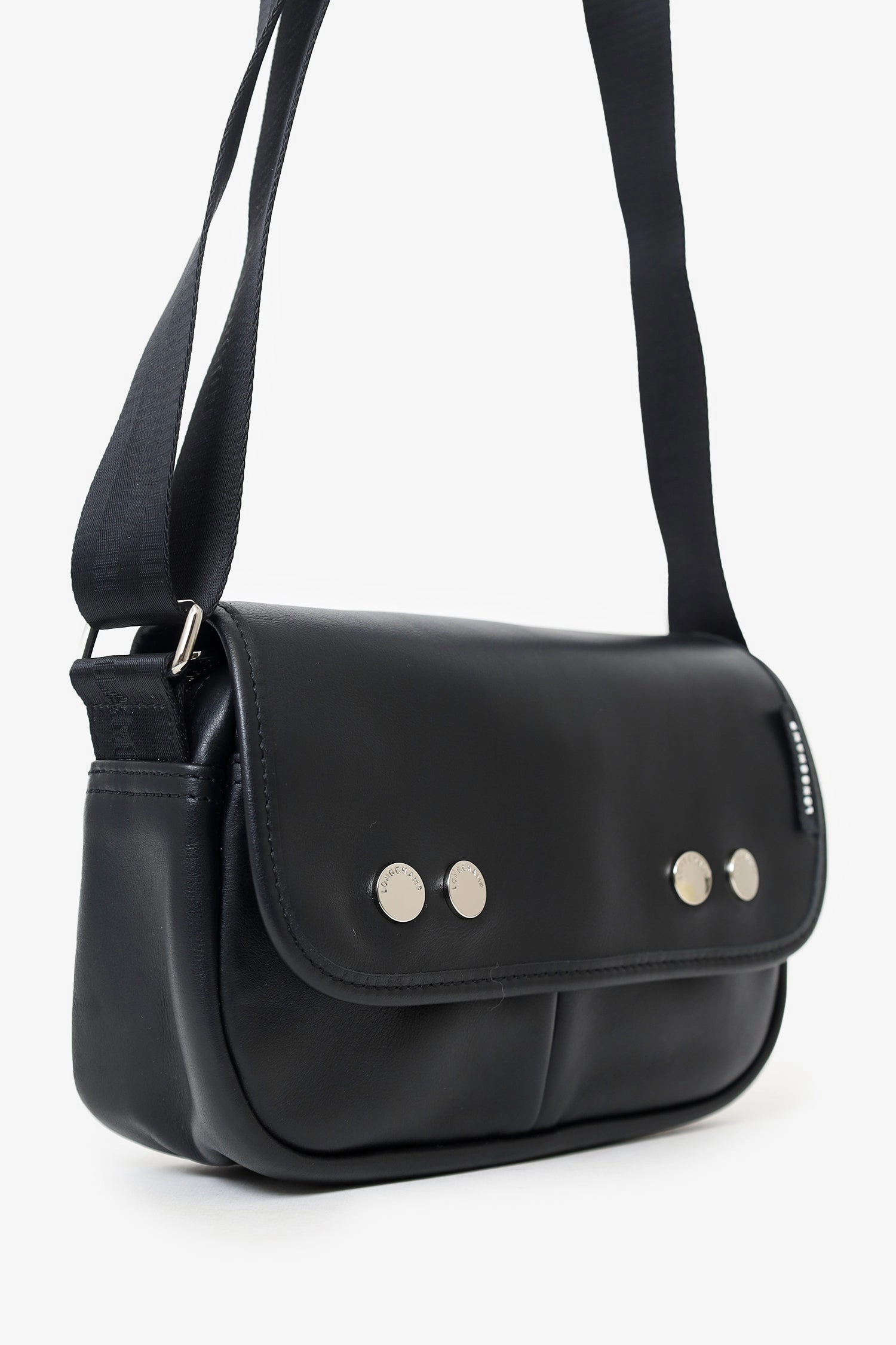 Longchamp Black Leather`trs Paris` Small Crossbody Bag