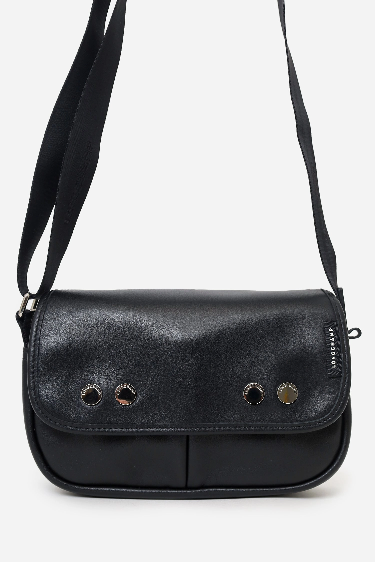 Longchamp Black Leather`trs Paris` Small Crossbody Bag