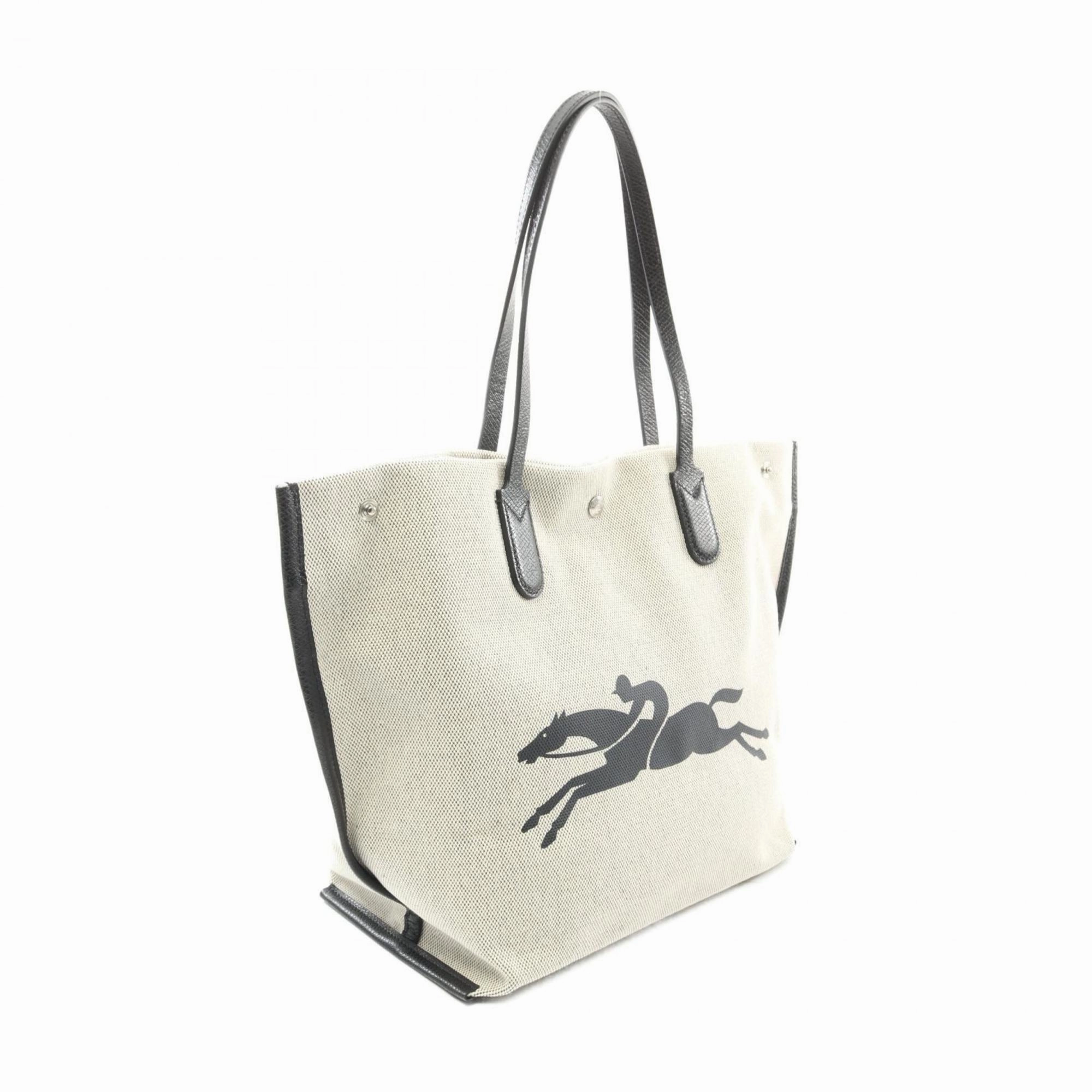 Longchamp  Fabric Leather Tote Bag (Pre-Owned)
