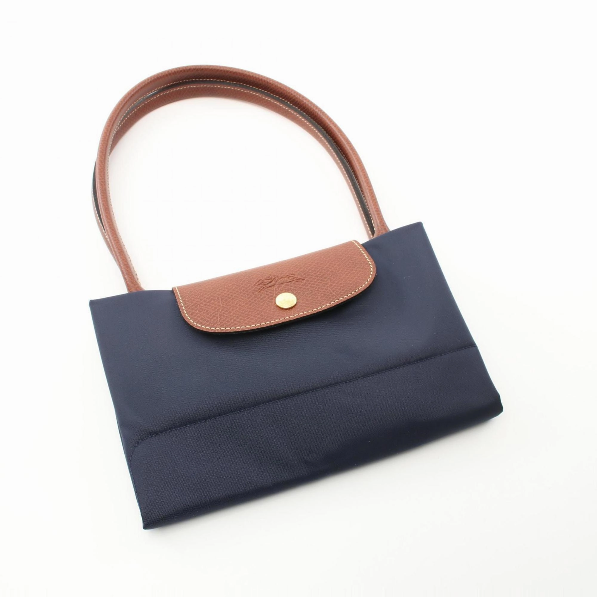 Longchamp Navy Canvas Leather Tote Bag (Pre-Owned)