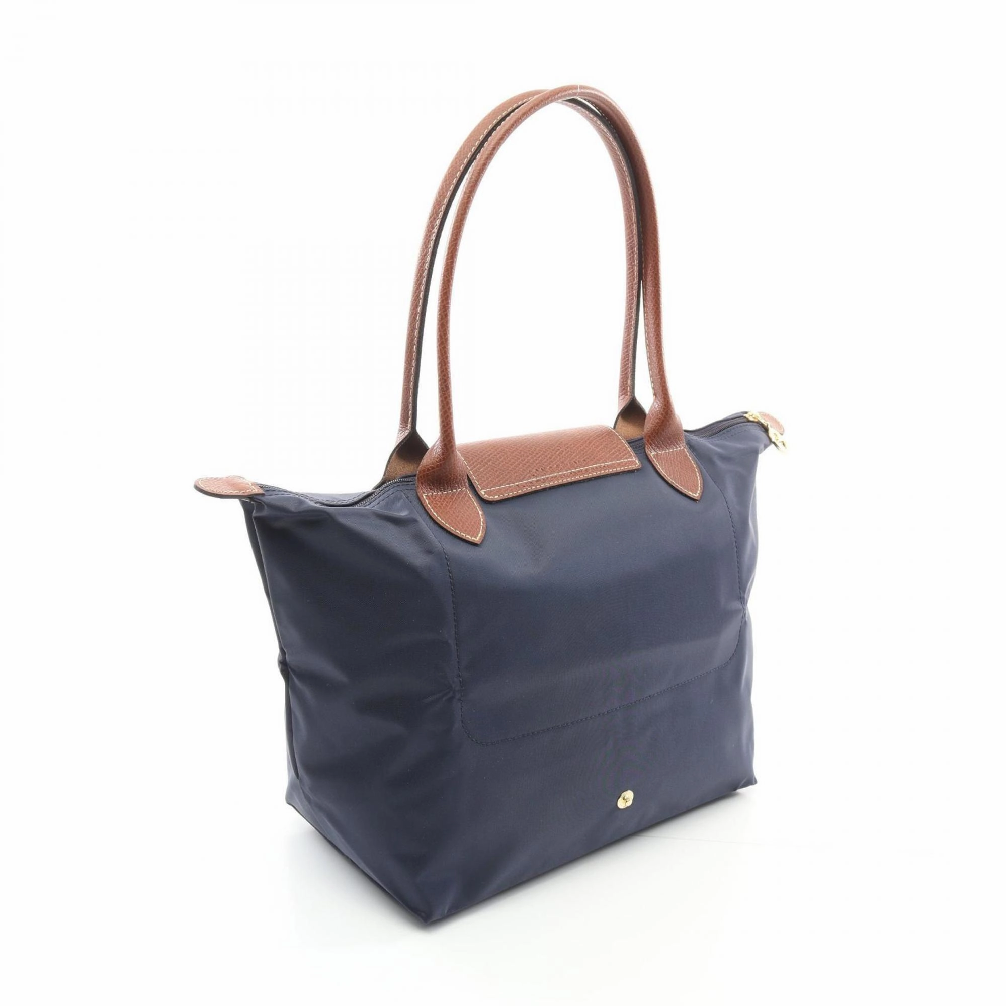 Longchamp Navy Canvas Leather Tote Bag (Pre-Owned)