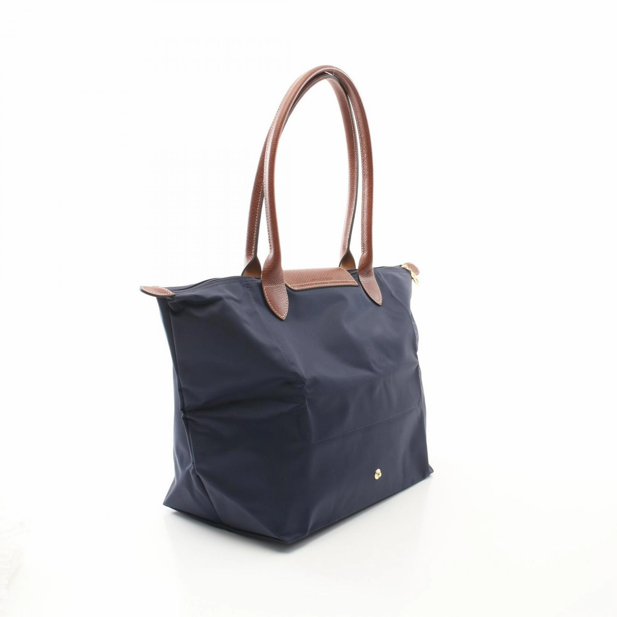 Longchamp Navy Canvas Leather Tote Bag (Pre-Owned)