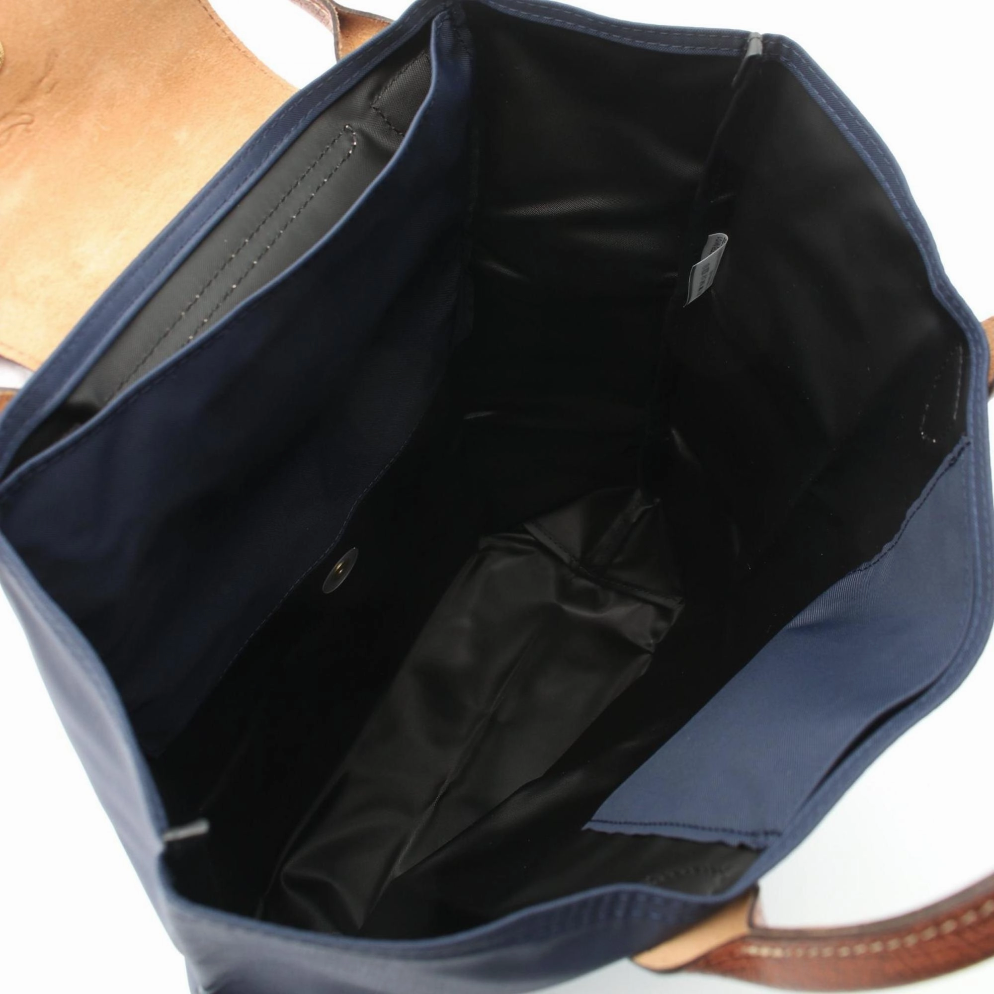 Longchamp Navy Nylon Leather Shopping Bag Tote Bag (Pre-Owned)