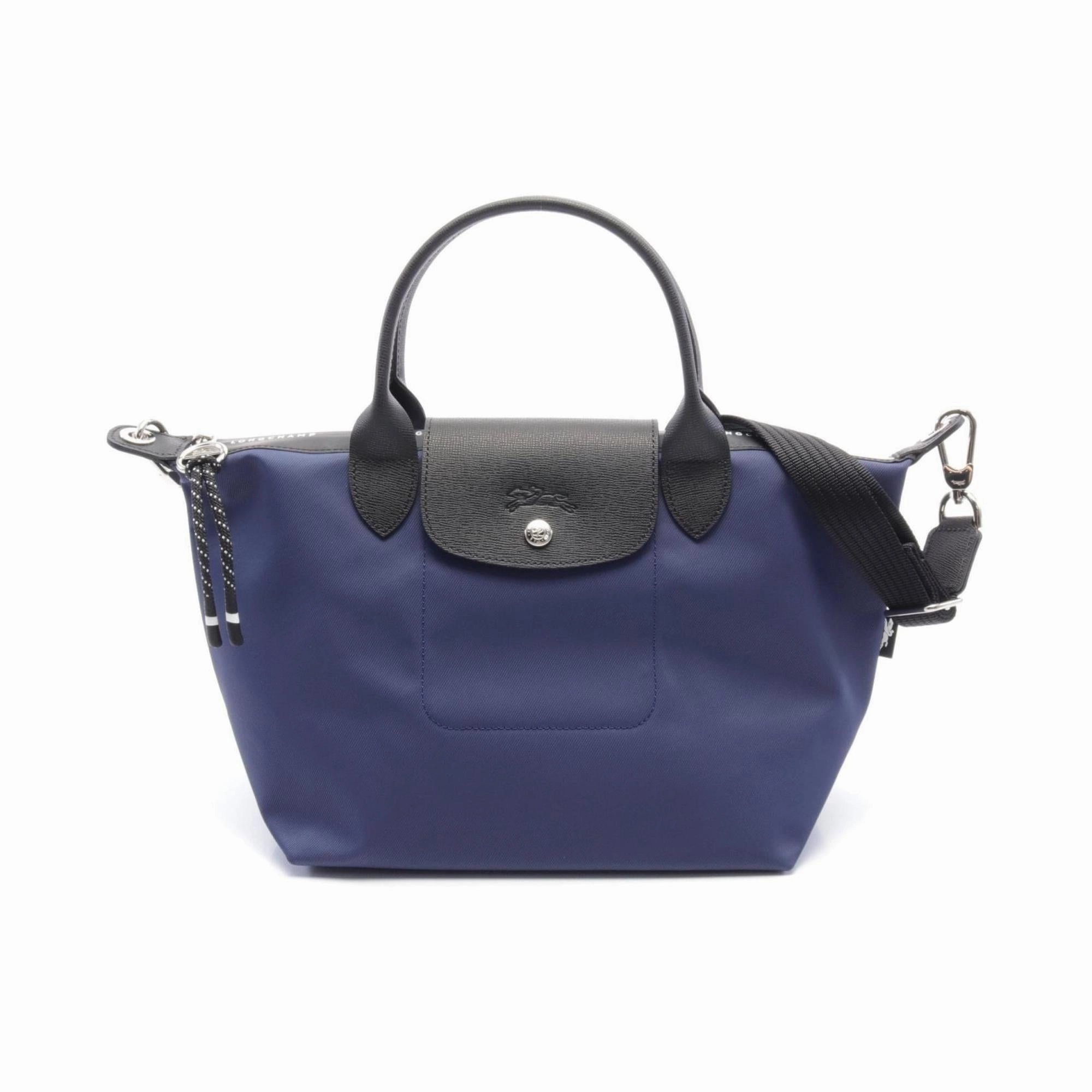 Longchamp  Navy Nylon Leather Tote Bag (Pre-Owned)