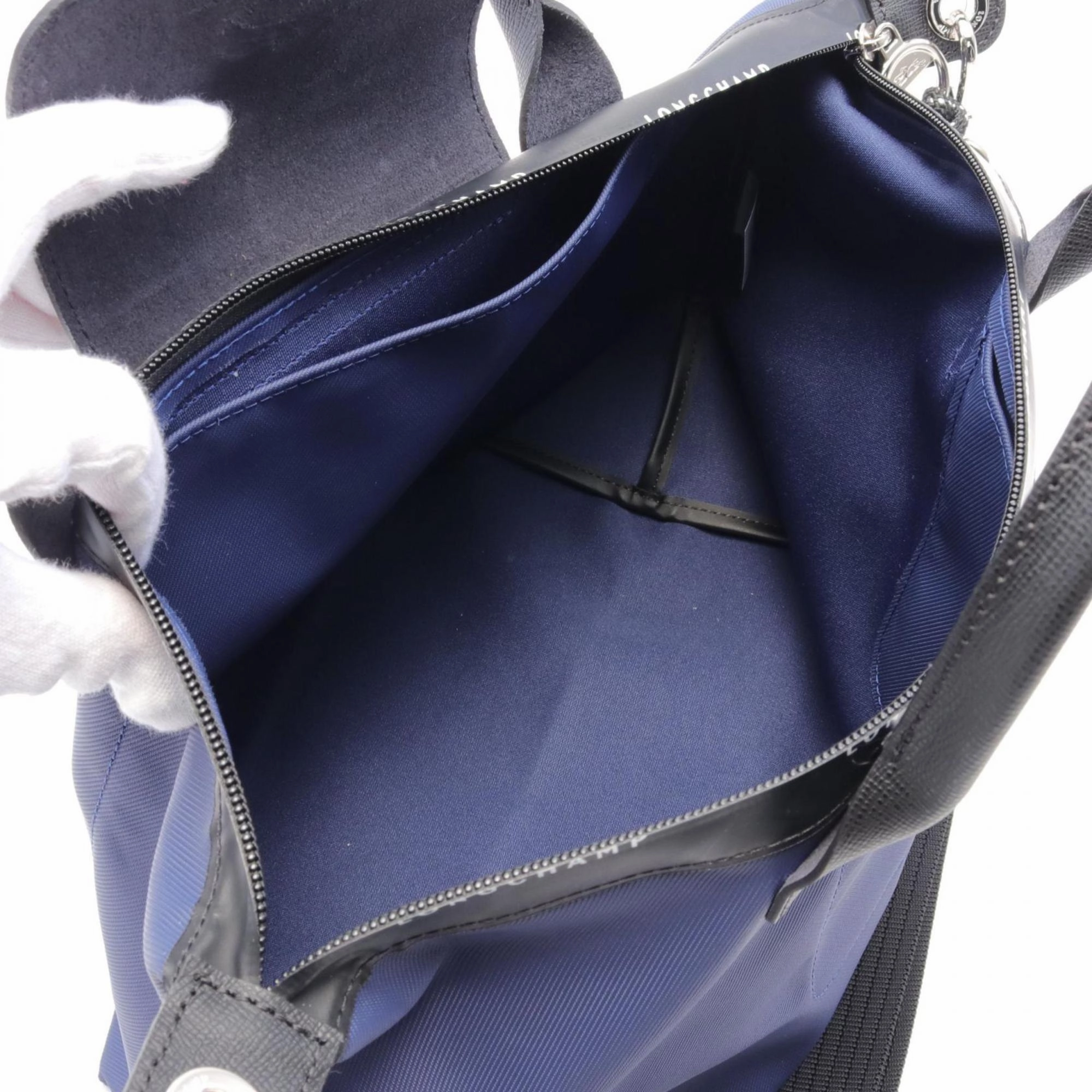 Longchamp  Navy Nylon Leather Tote Bag (Pre-Owned)